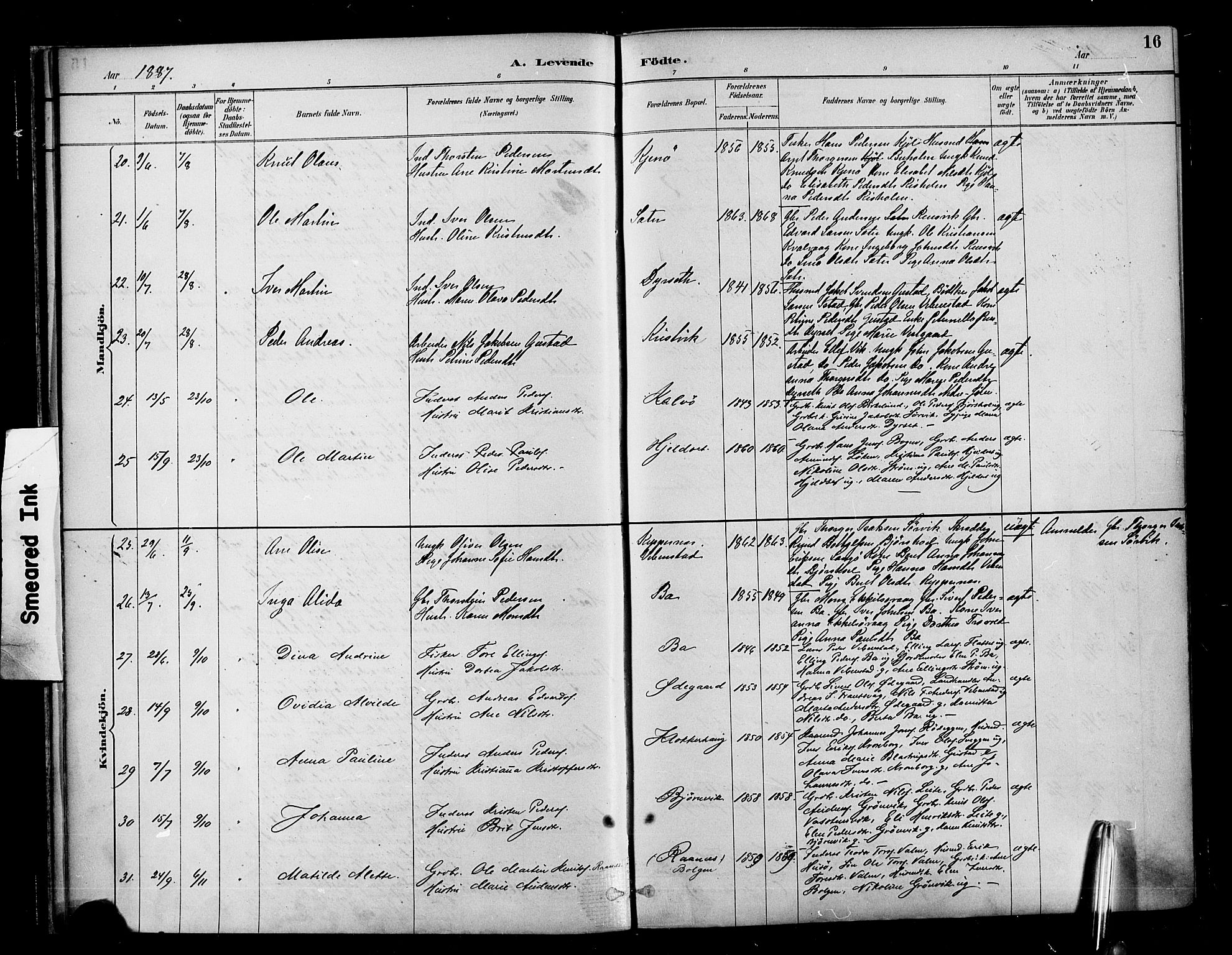 Ministerialprotokoller, klokkerbøker og fødselsregistre - Møre og Romsdal, AV/SAT-A-1454/569/L0819: Ministerialbok nr. 569A05, 1885-1899, s. 16