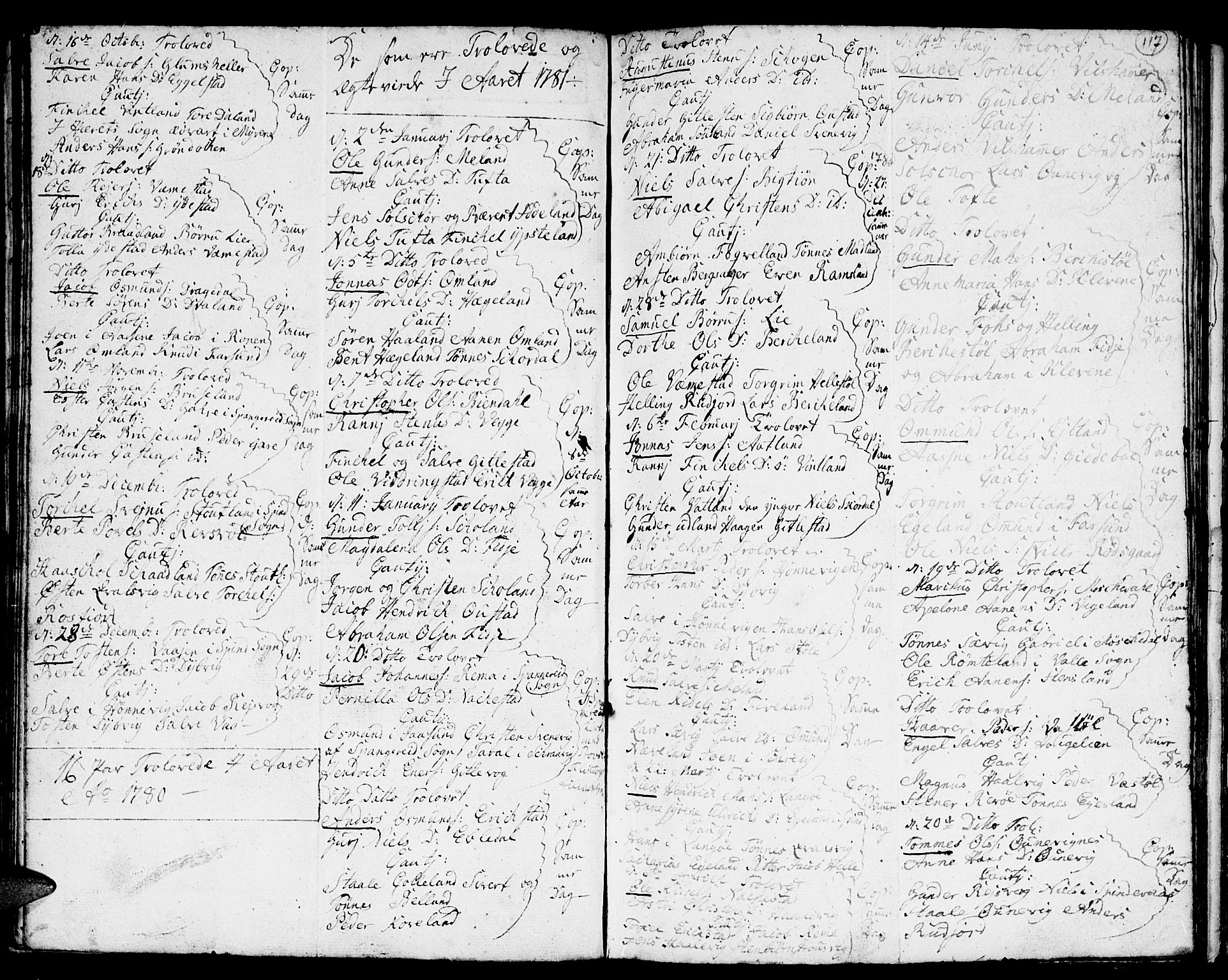 Lyngdal sokneprestkontor, AV/SAK-1111-0029/F/Fa/Fac/L0002: Ministerialbok nr. A 2, 1727-1815, s. 116-117