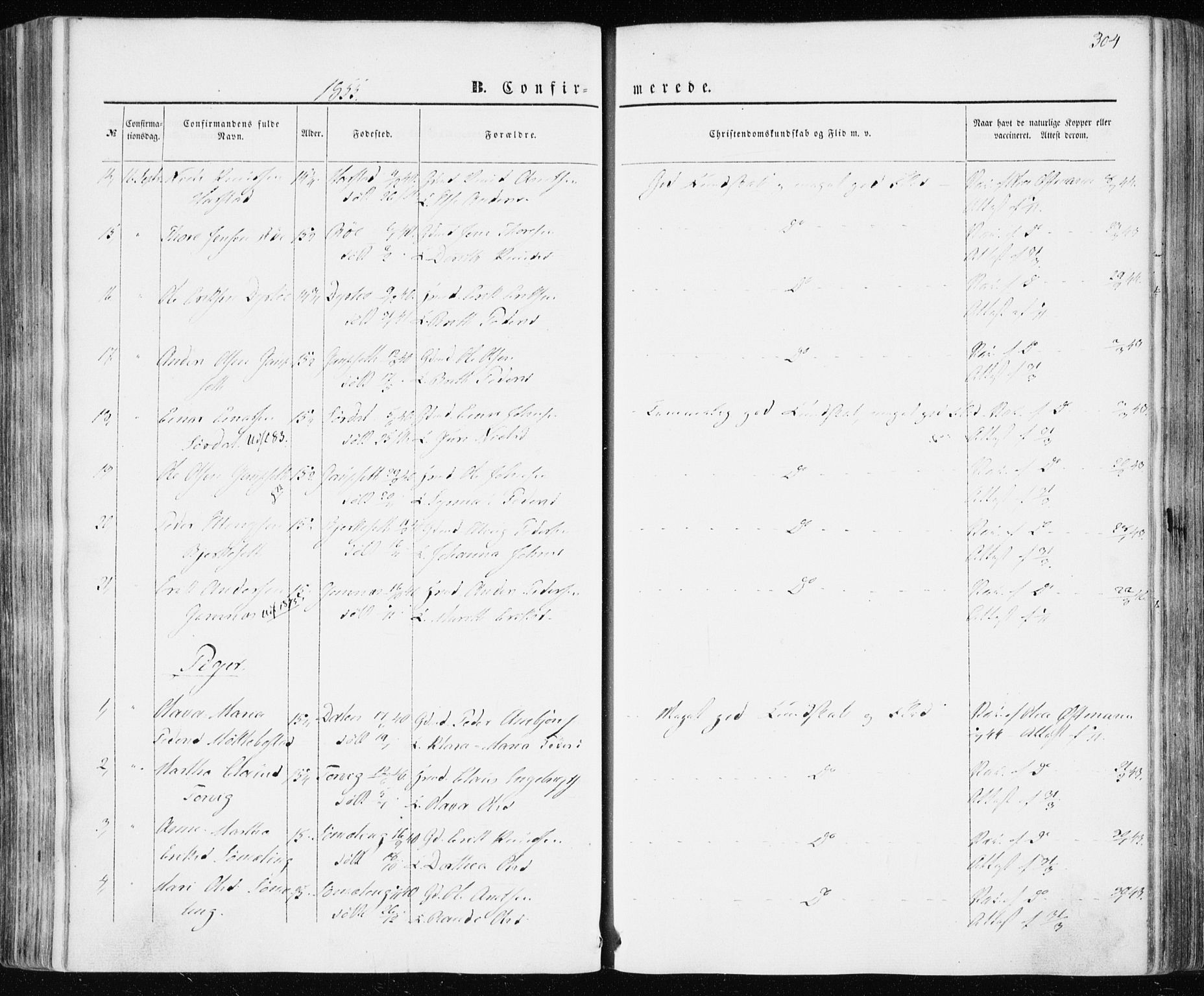 Ministerialprotokoller, klokkerbøker og fødselsregistre - Møre og Romsdal, AV/SAT-A-1454/586/L0984: Ministerialbok nr. 586A10, 1844-1856, s. 304