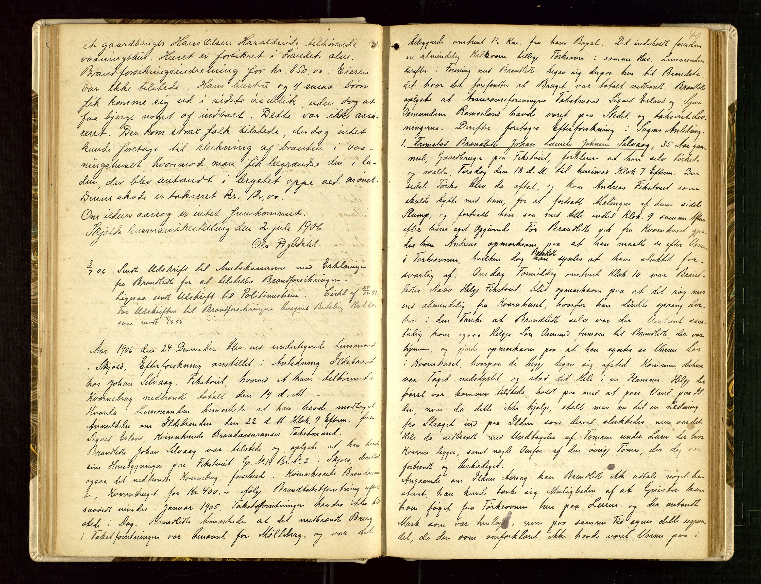Skjold lensmannskontor, AV/SAST-A-100182/Goa/L0002: "Brandtaksasjons-Protokol for Skjolds Thinglag", 1890-1949, s. 39b-40a