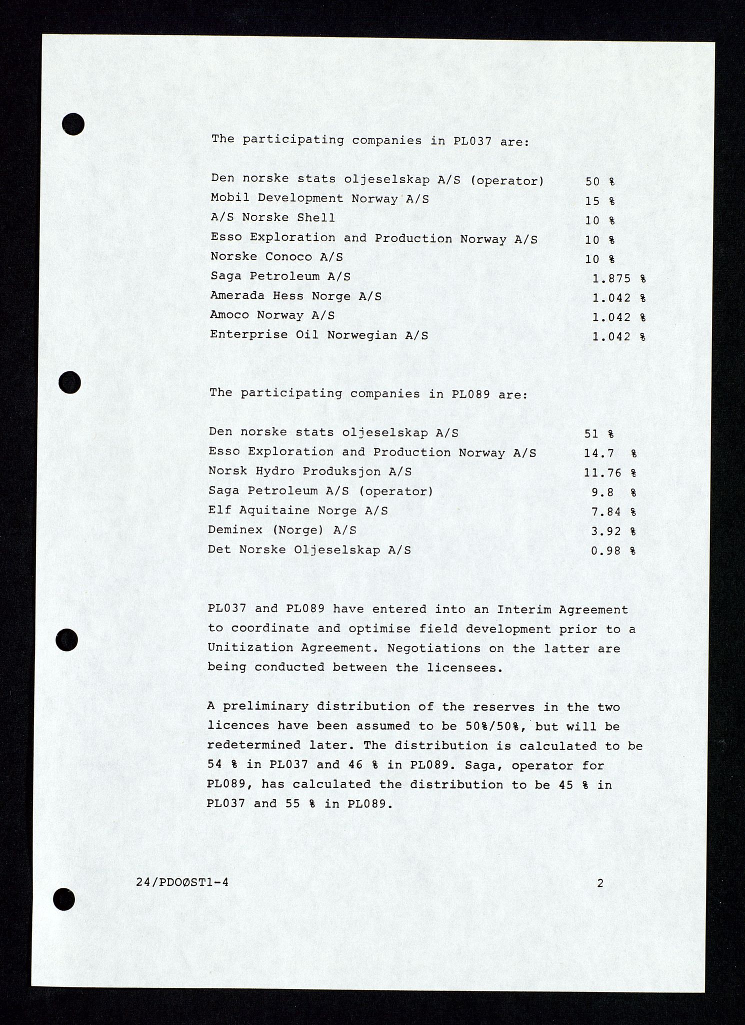 Pa 1339 - Statoil ASA, SAST/A-101656/0001/E/Ed/Eda/L0153: Administrasjon: Felt- og lisensadministrasjon. , 1989-1994, s. 8