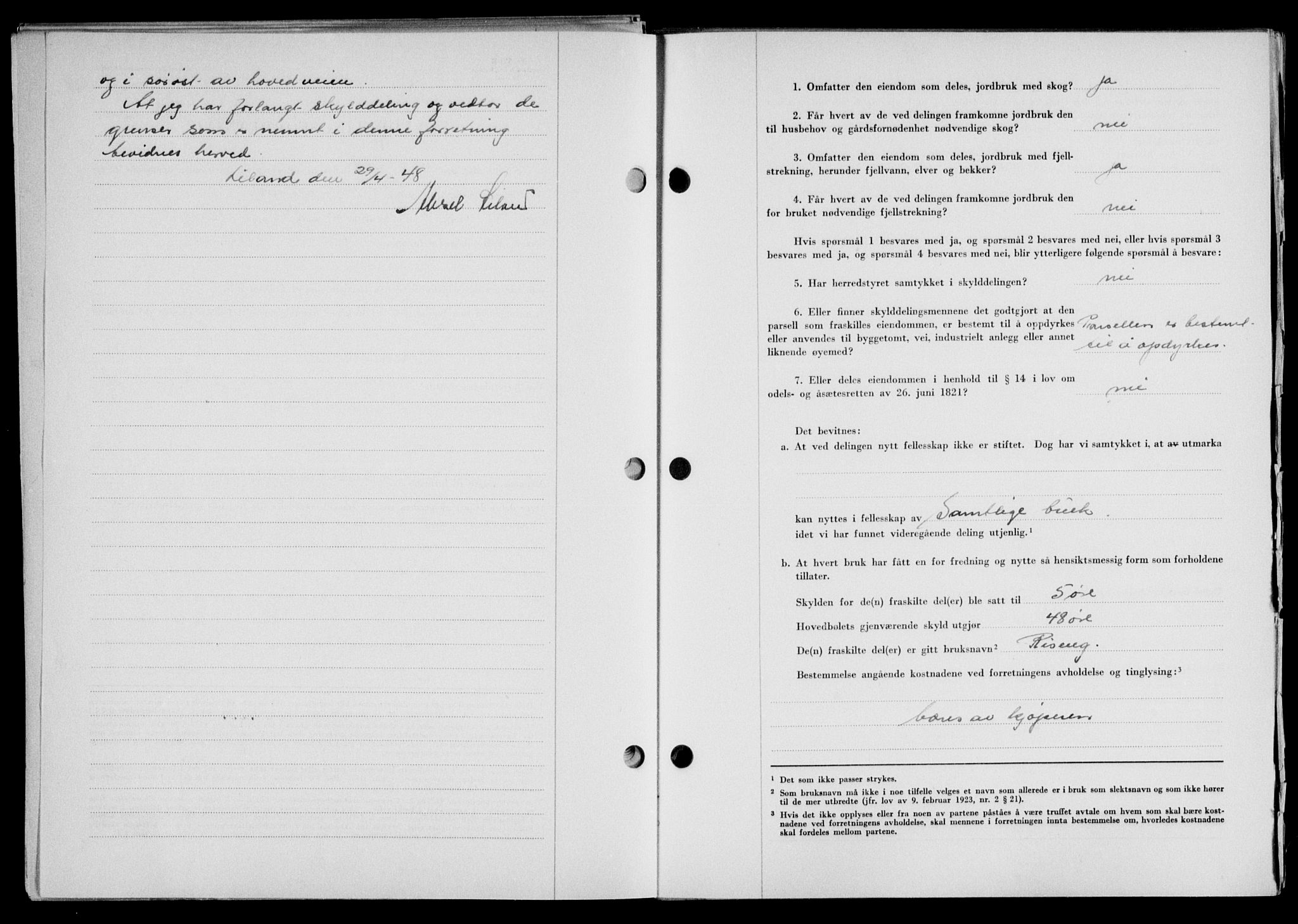 Lofoten sorenskriveri, SAT/A-0017/1/2/2C/L0018a: Pantebok nr. 18a, 1948-1948, Dagboknr: 836/1948