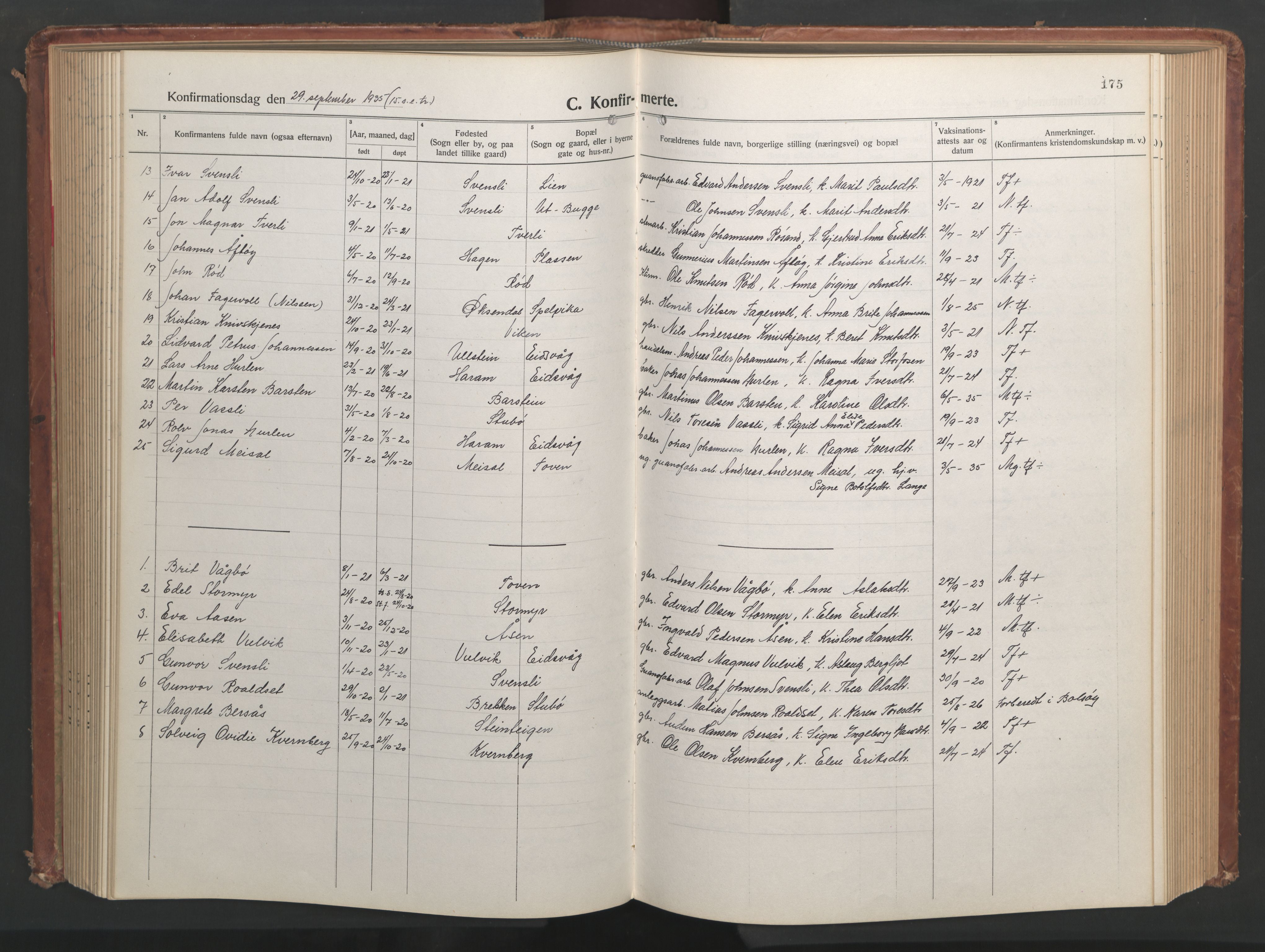 Ministerialprotokoller, klokkerbøker og fødselsregistre - Møre og Romsdal, SAT/A-1454/551/L0633: Klokkerbok nr. 551C05, 1921-1961, s. 175