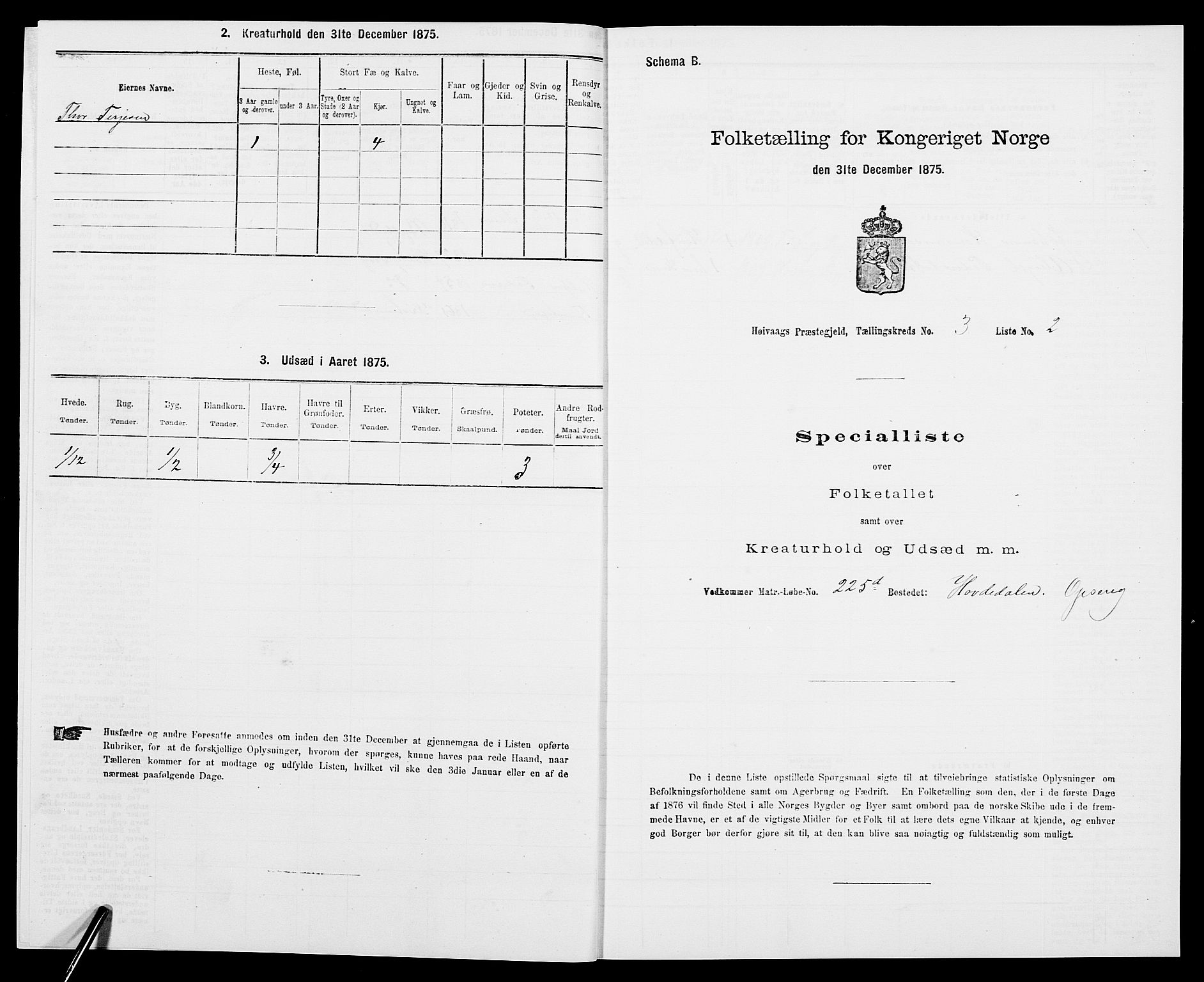 SAK, Folketelling 1875 for 0927P Høvåg prestegjeld, 1875, s. 348