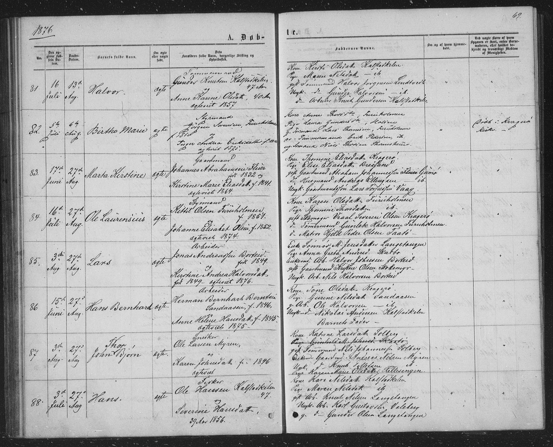 Skåtøy kirkebøker, AV/SAKO-A-304/G/Ga/L0002: Klokkerbok nr. I 2, 1872-1884, s. 69