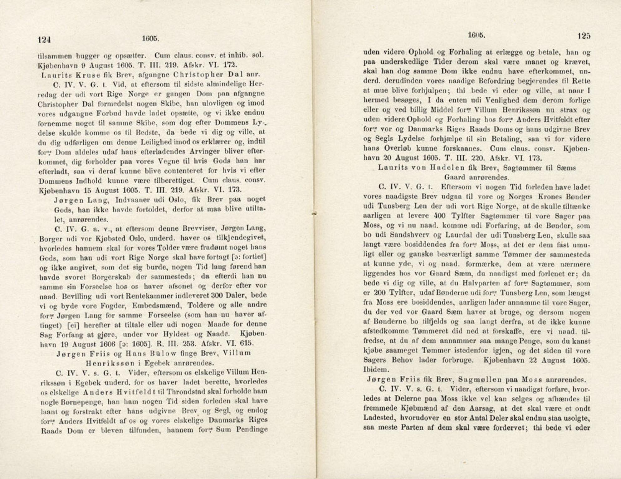 Publikasjoner utgitt av Det Norske Historiske Kildeskriftfond, PUBL/-/-/-: Norske Rigs-Registranter, bind 4, 1603-1618, s. 124-125
