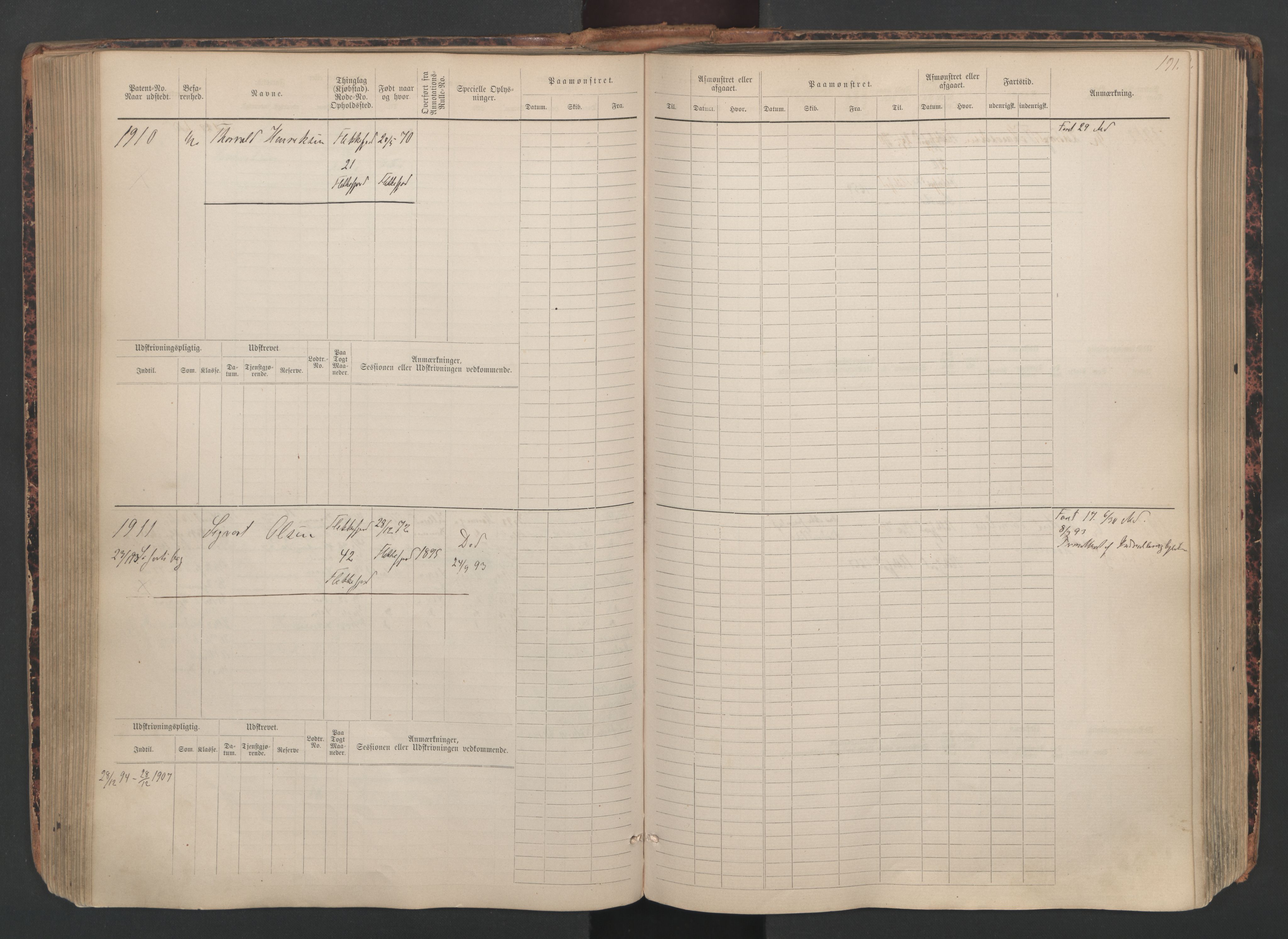 Flekkefjord mønstringskrets, SAK/2031-0018/F/Fb/L0010: Hovedrulle nr 1534-2329, Æ-7, 1884-1948, s. 193