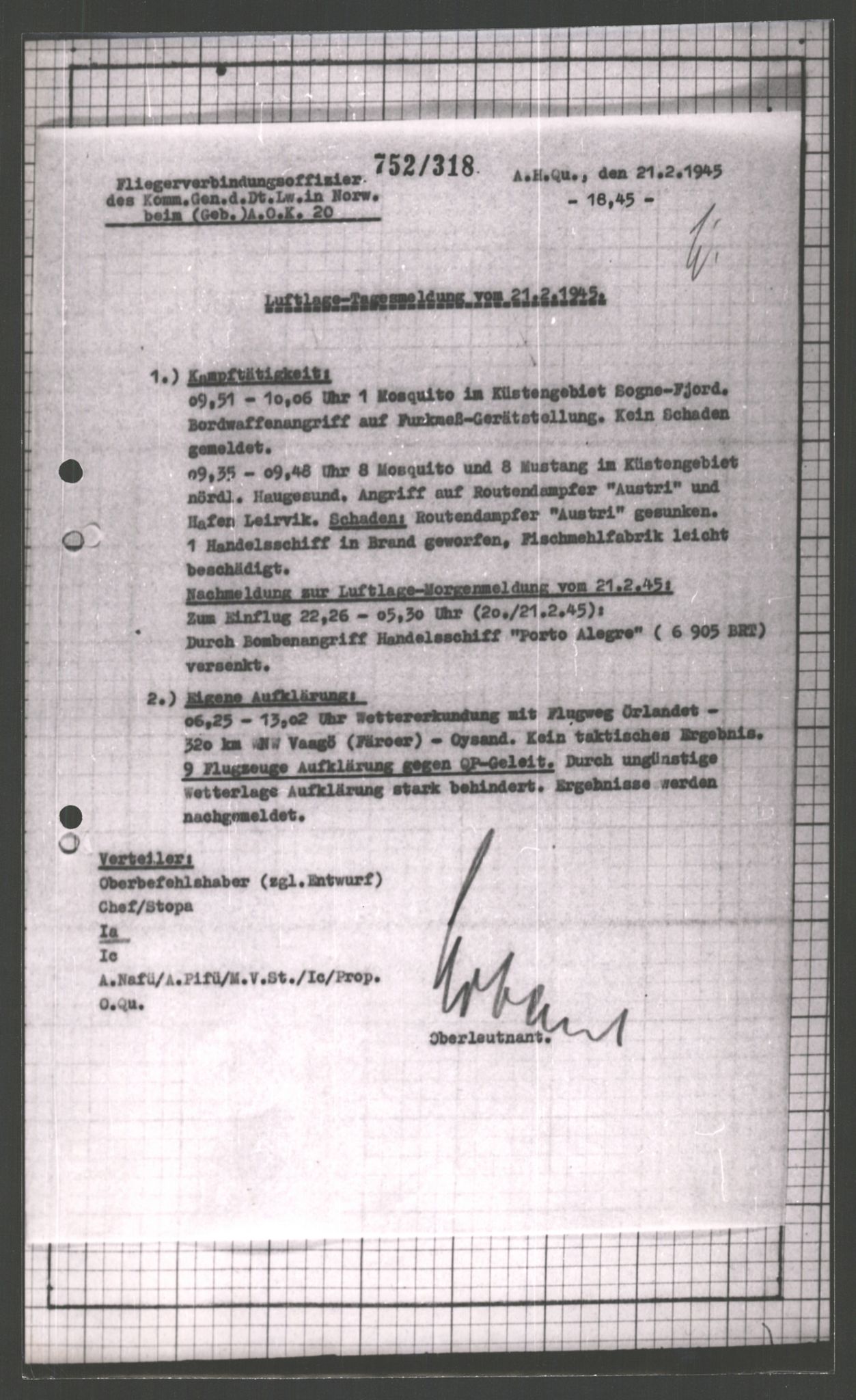 Forsvarets Overkommando. 2 kontor. Arkiv 11.4. Spredte tyske arkivsaker, AV/RA-RAFA-7031/D/Dar/Dara/L0003: Krigsdagbøker for 20. Gebirgs-Armee-Oberkommando (AOK 20), 1945, s. 186