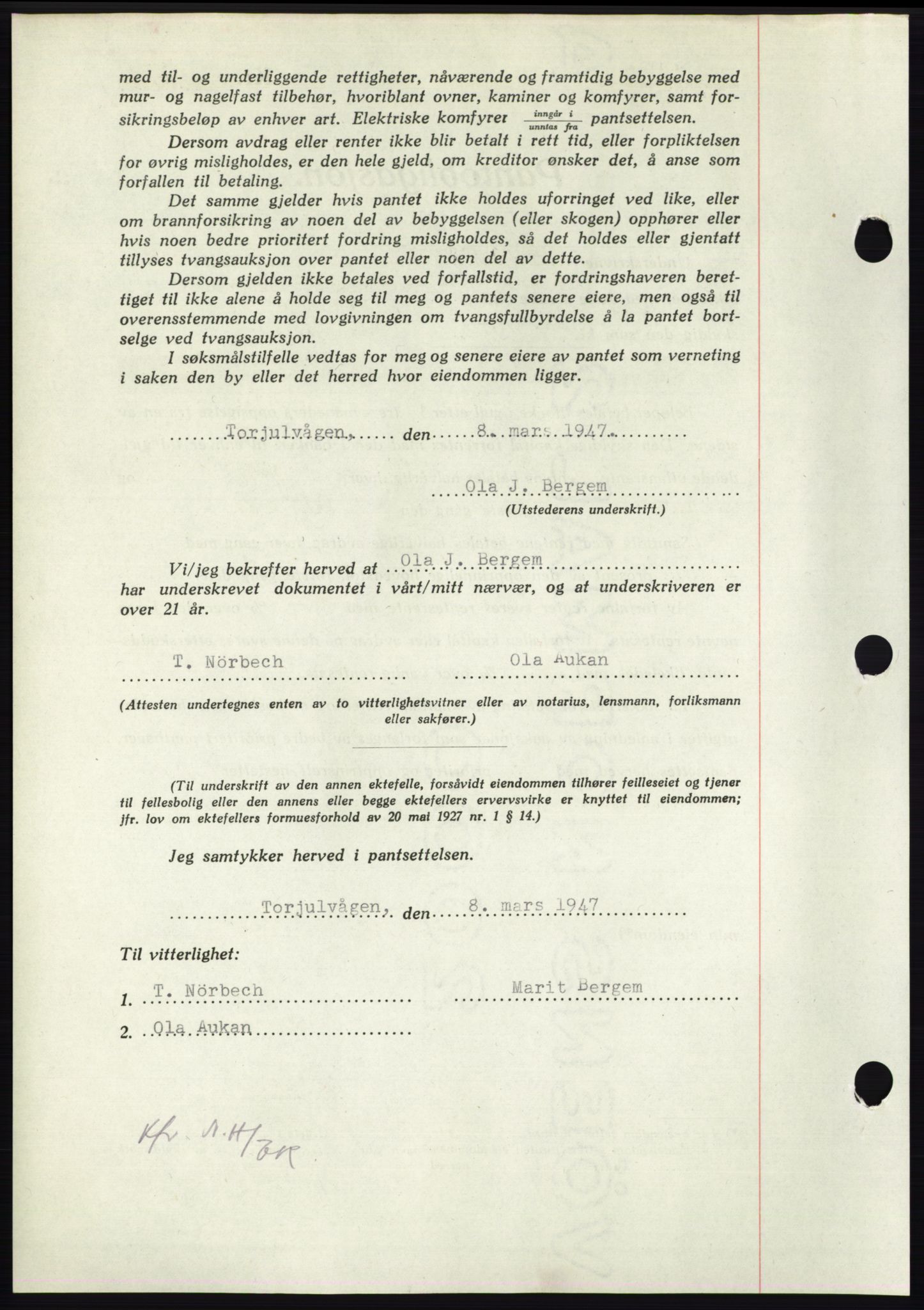 Nordmøre sorenskriveri, AV/SAT-A-4132/1/2/2Ca: Pantebok nr. B95, 1946-1947, Dagboknr: 632/1947