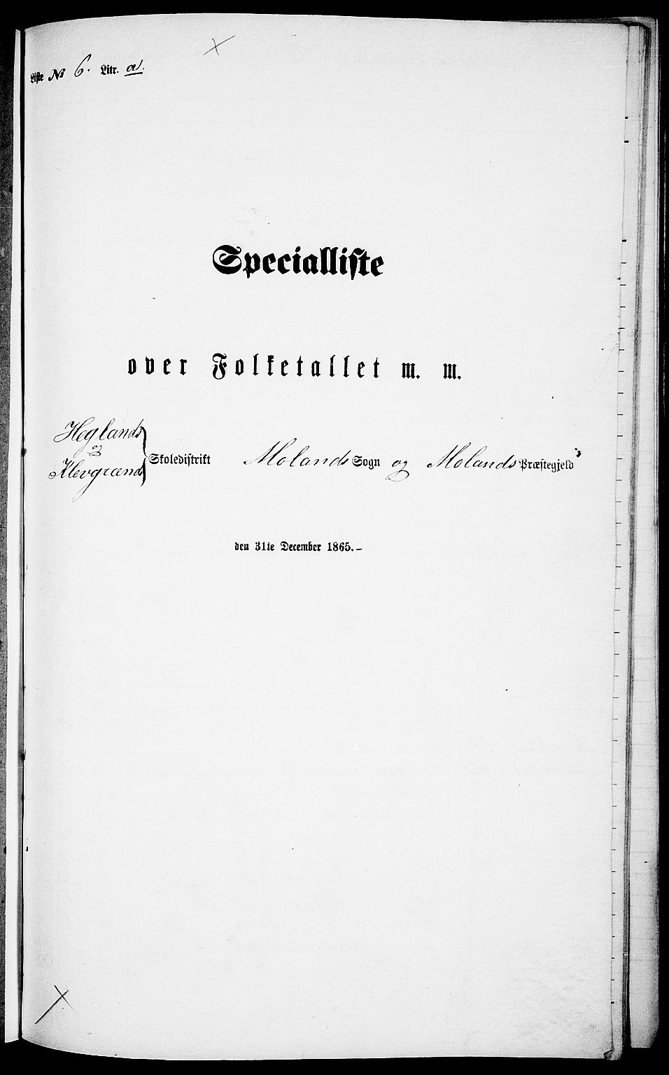 RA, Folketelling 1865 for 0831P Moland prestegjeld, 1865, s. 59