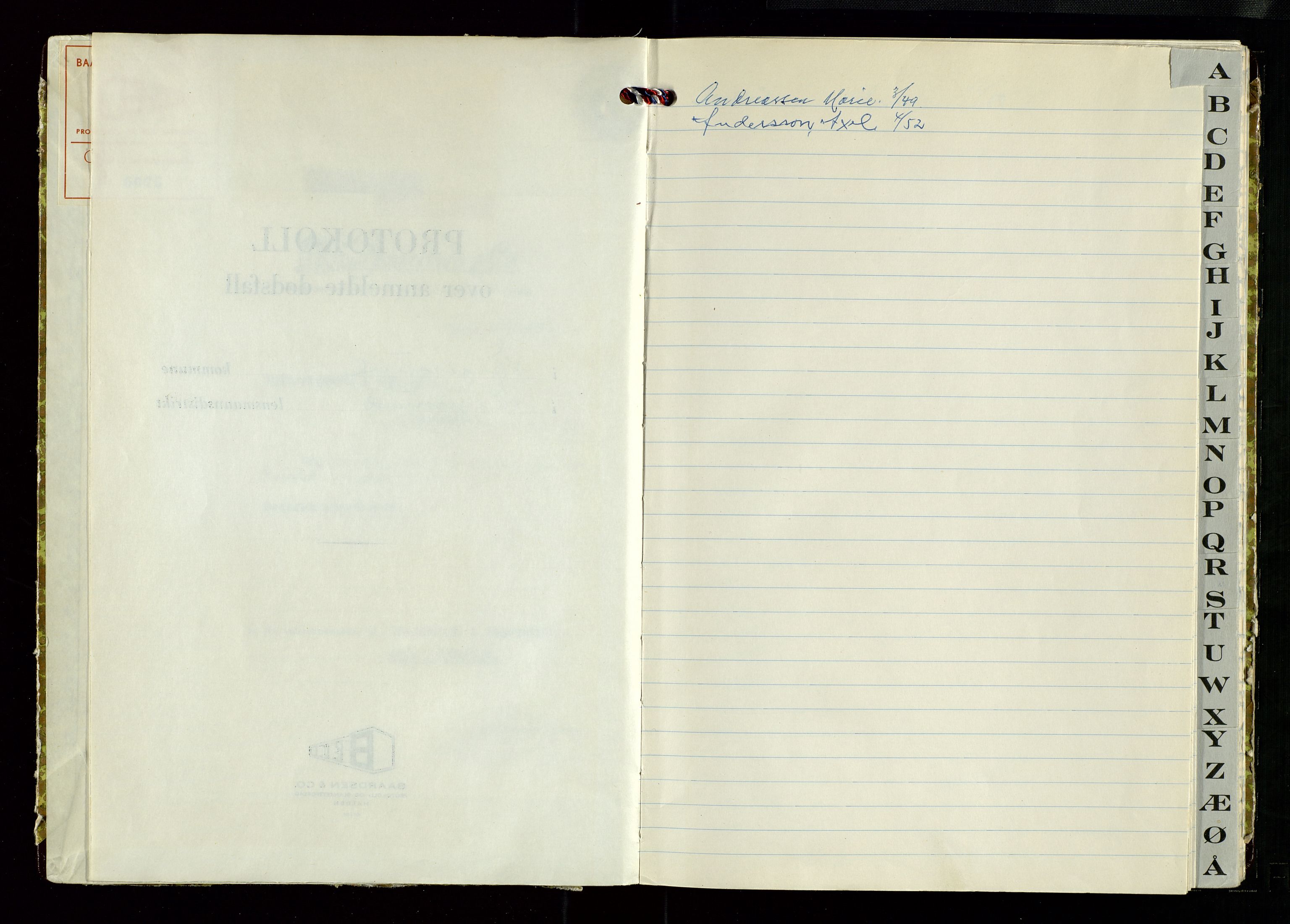 Eigersund lensmannskontor, AV/SAST-A-100171/Gga/L0022: "Protokoll over anmeldte dødsfall" m/alfabetisk navneregister, 1972