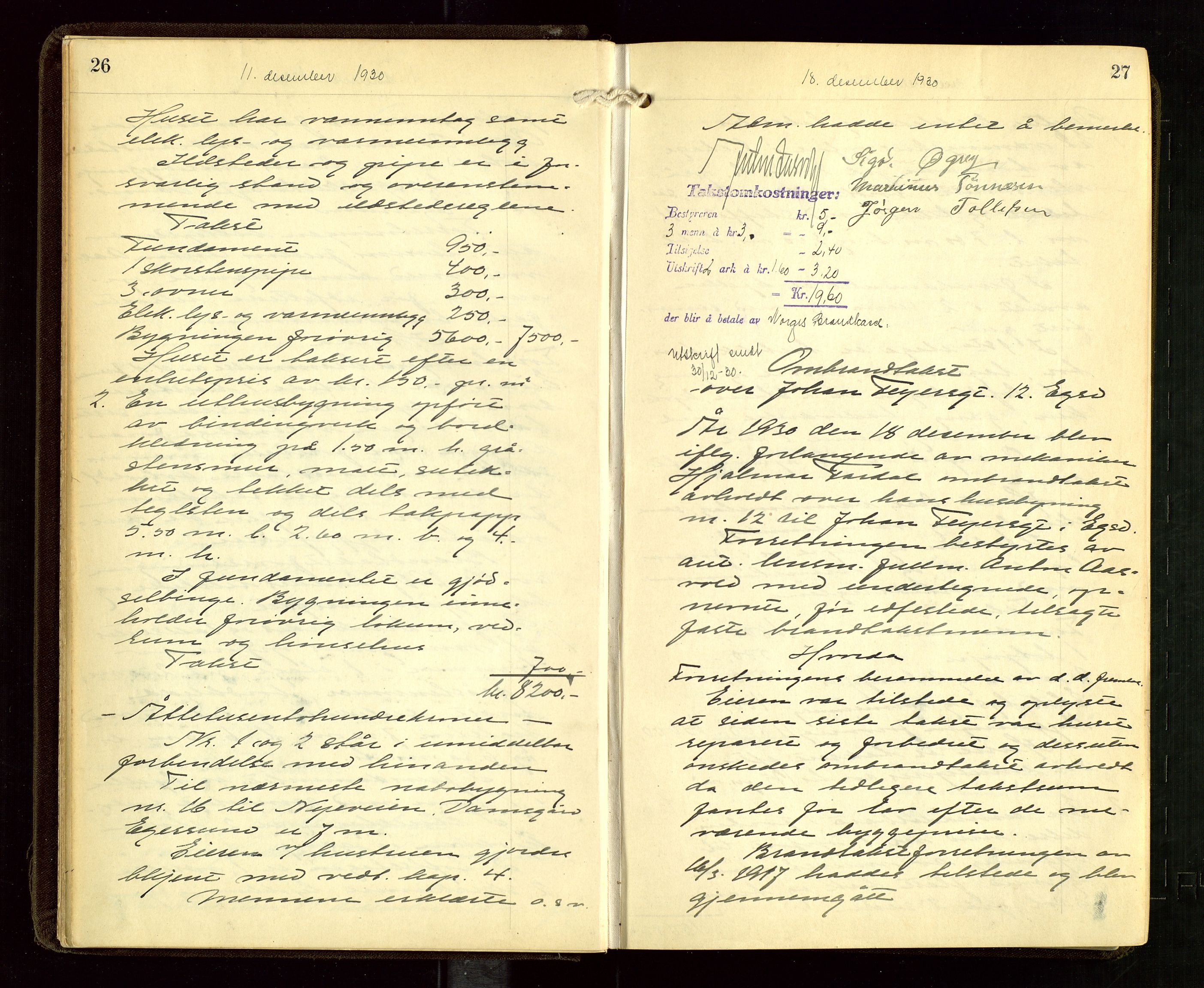Eigersund lensmannskontor, AV/SAST-A-100171/God/L0011: "Branntakstprotokoll", 1930-1942, s. 26-27