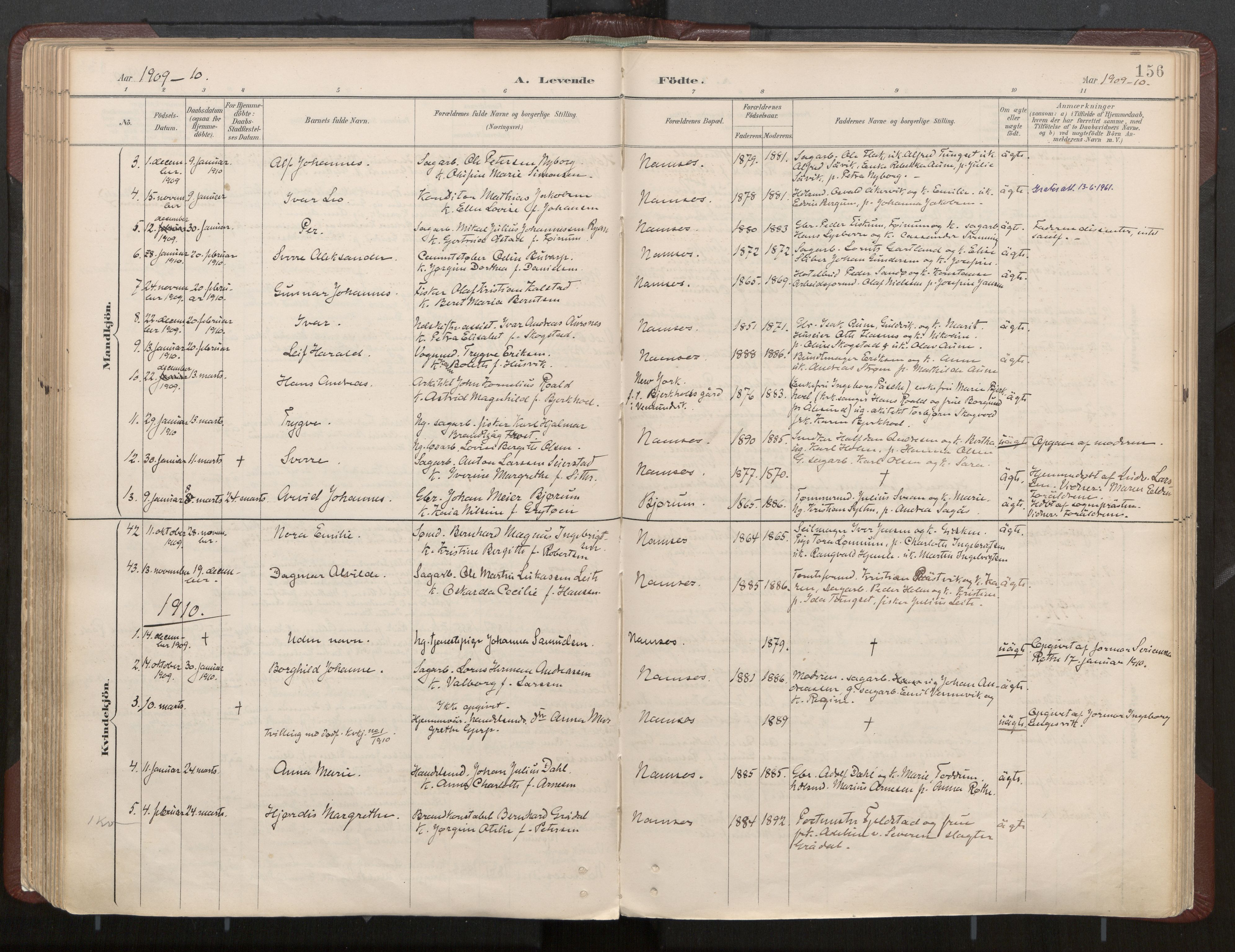Ministerialprotokoller, klokkerbøker og fødselsregistre - Nord-Trøndelag, AV/SAT-A-1458/768/L0574: Ministerialbok nr. 768A08, 1887-1927, s. 156