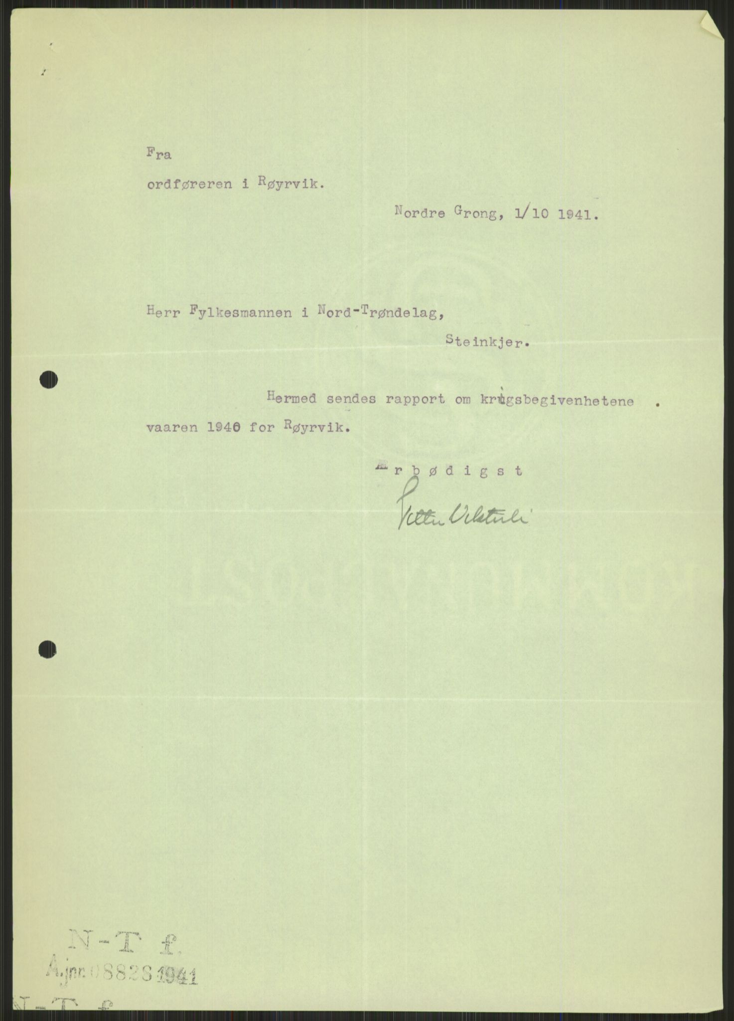 Forsvaret, Forsvarets krigshistoriske avdeling, AV/RA-RAFA-2017/Y/Ya/L0016: II-C-11-31 - Fylkesmenn.  Rapporter om krigsbegivenhetene 1940., 1940, s. 556