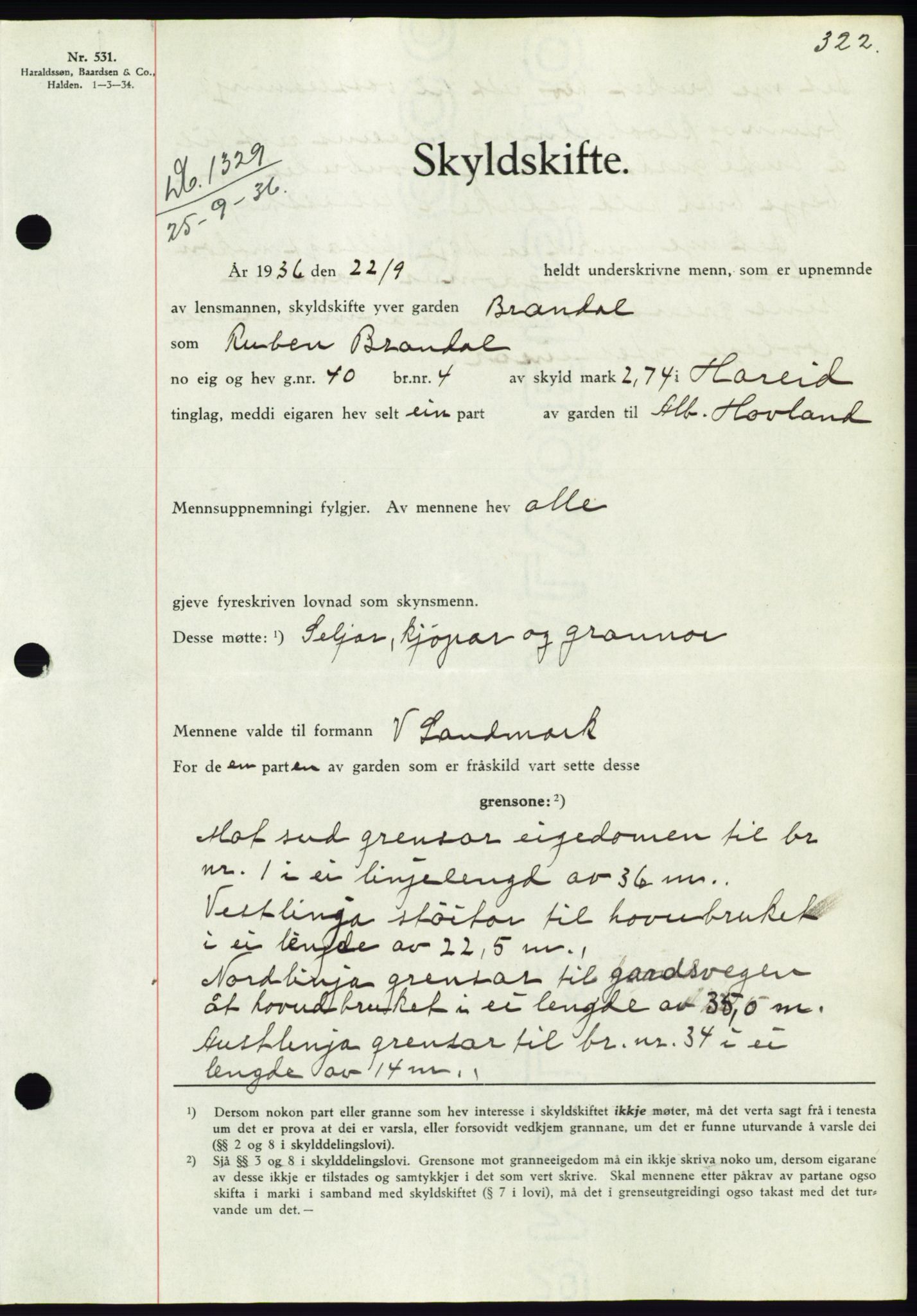 Søre Sunnmøre sorenskriveri, AV/SAT-A-4122/1/2/2C/L0061: Pantebok nr. 55, 1936-1936, Dagboknr: 1329/1936