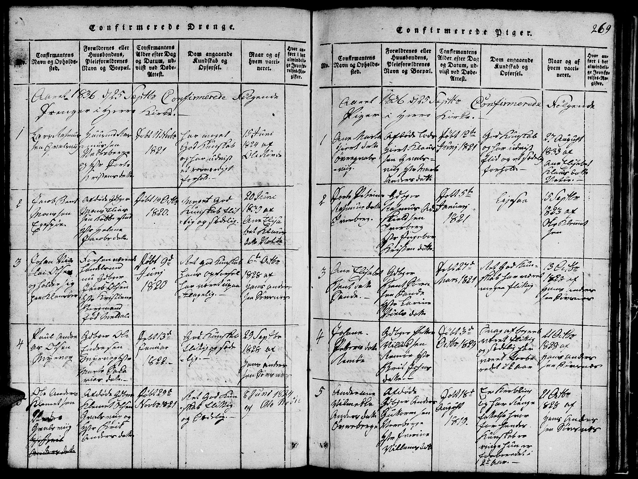 Ministerialprotokoller, klokkerbøker og fødselsregistre - Møre og Romsdal, SAT/A-1454/507/L0078: Klokkerbok nr. 507C01, 1816-1840, s. 269