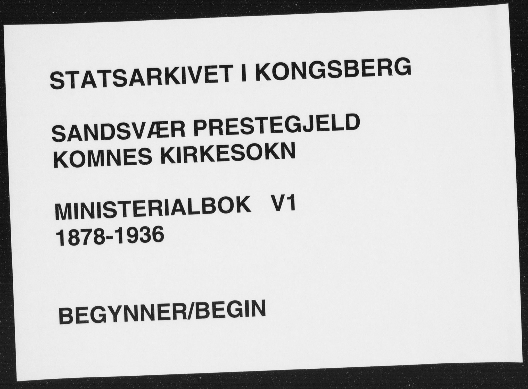 Sandsvær kirkebøker, AV/SAKO-A-244/F/Fe/L0001: Ministerialbok nr. V 1, 1878-1936