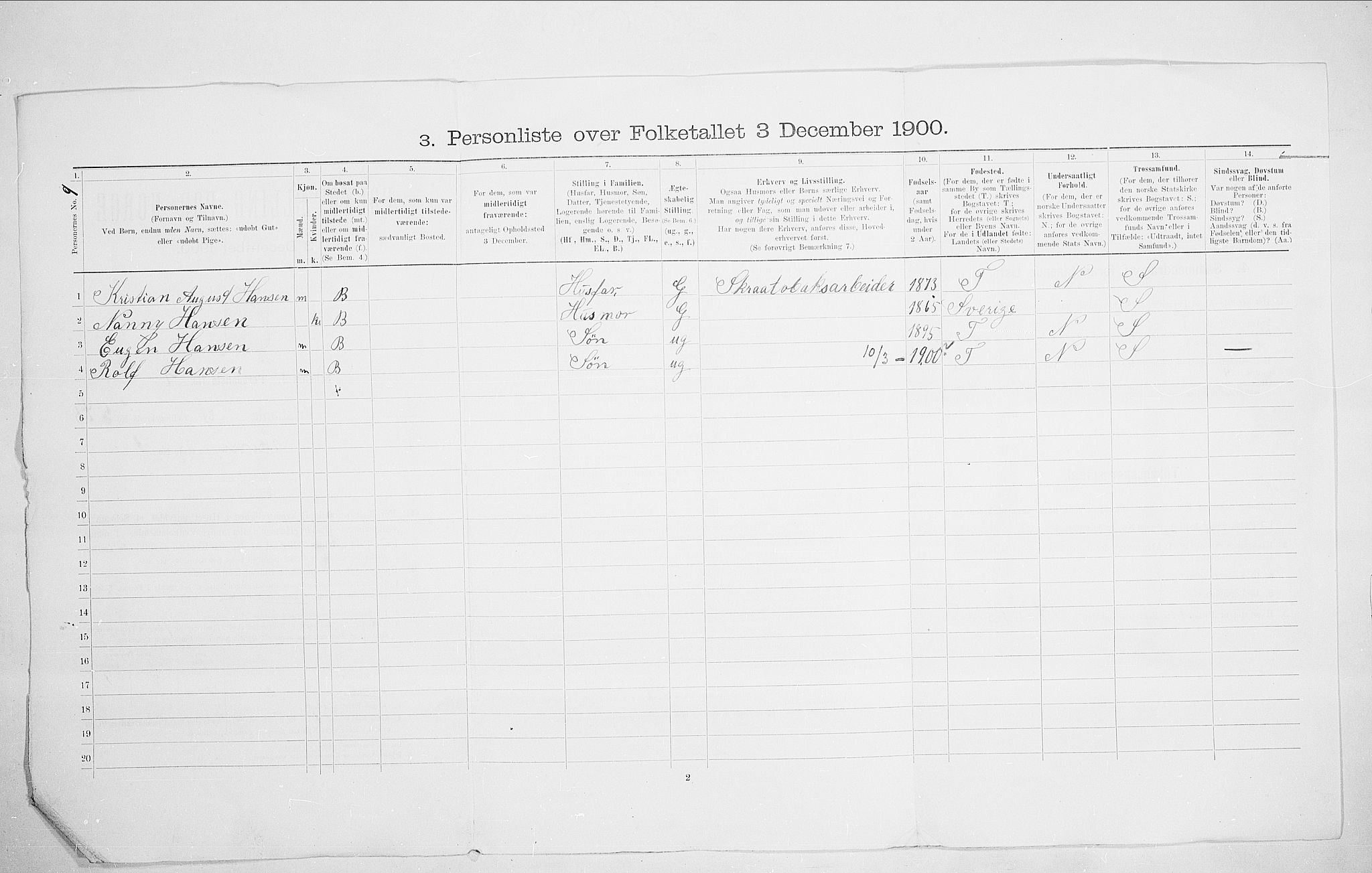 SAO, Folketelling 1900 for 0301 Kristiania kjøpstad, 1900, s. 96628