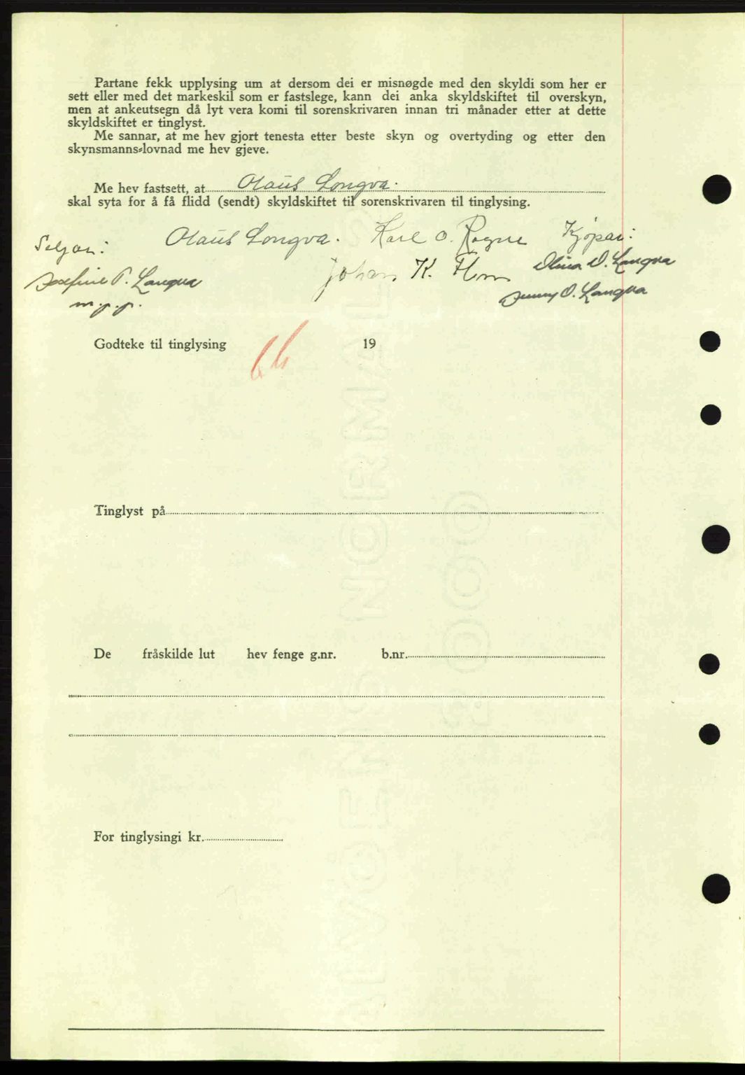 Nordre Sunnmøre sorenskriveri, AV/SAT-A-0006/1/2/2C/2Ca: Pantebok nr. A11, 1941-1941, Dagboknr: 871/1941