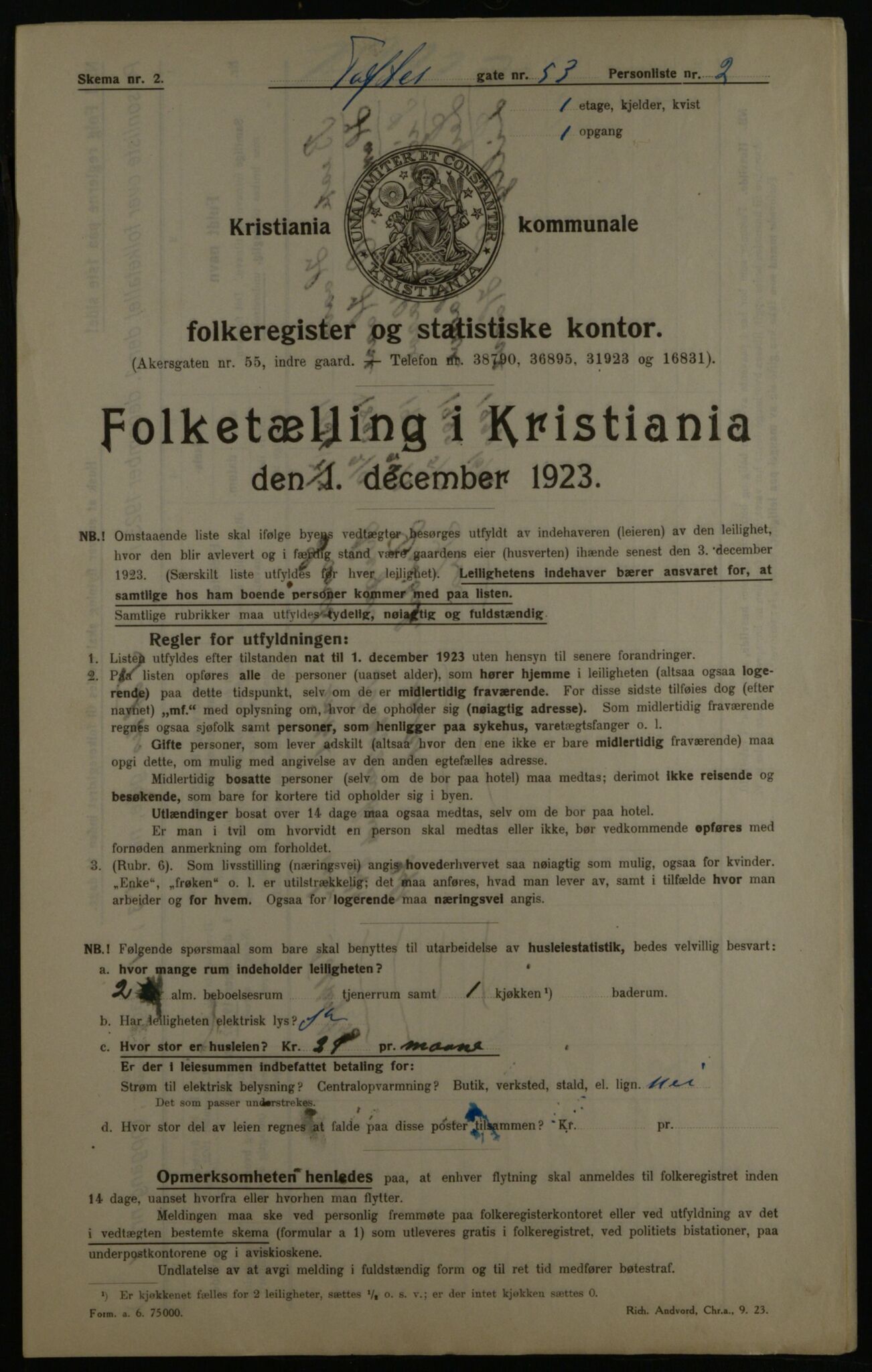 OBA, Kommunal folketelling 1.12.1923 for Kristiania, 1923, s. 124533