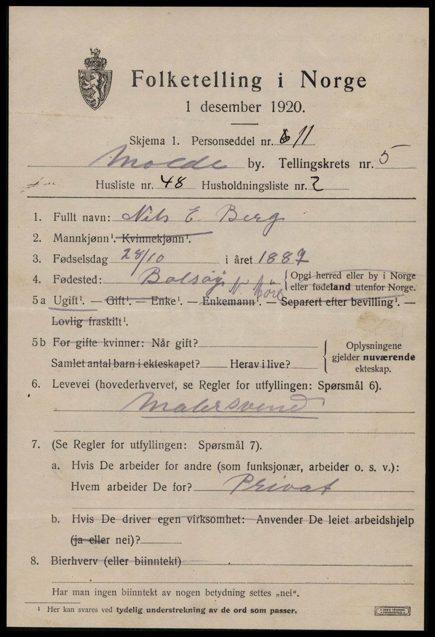 SAT, Folketelling 1920 for 1502 Molde kjøpstad, 1920, s. 7479