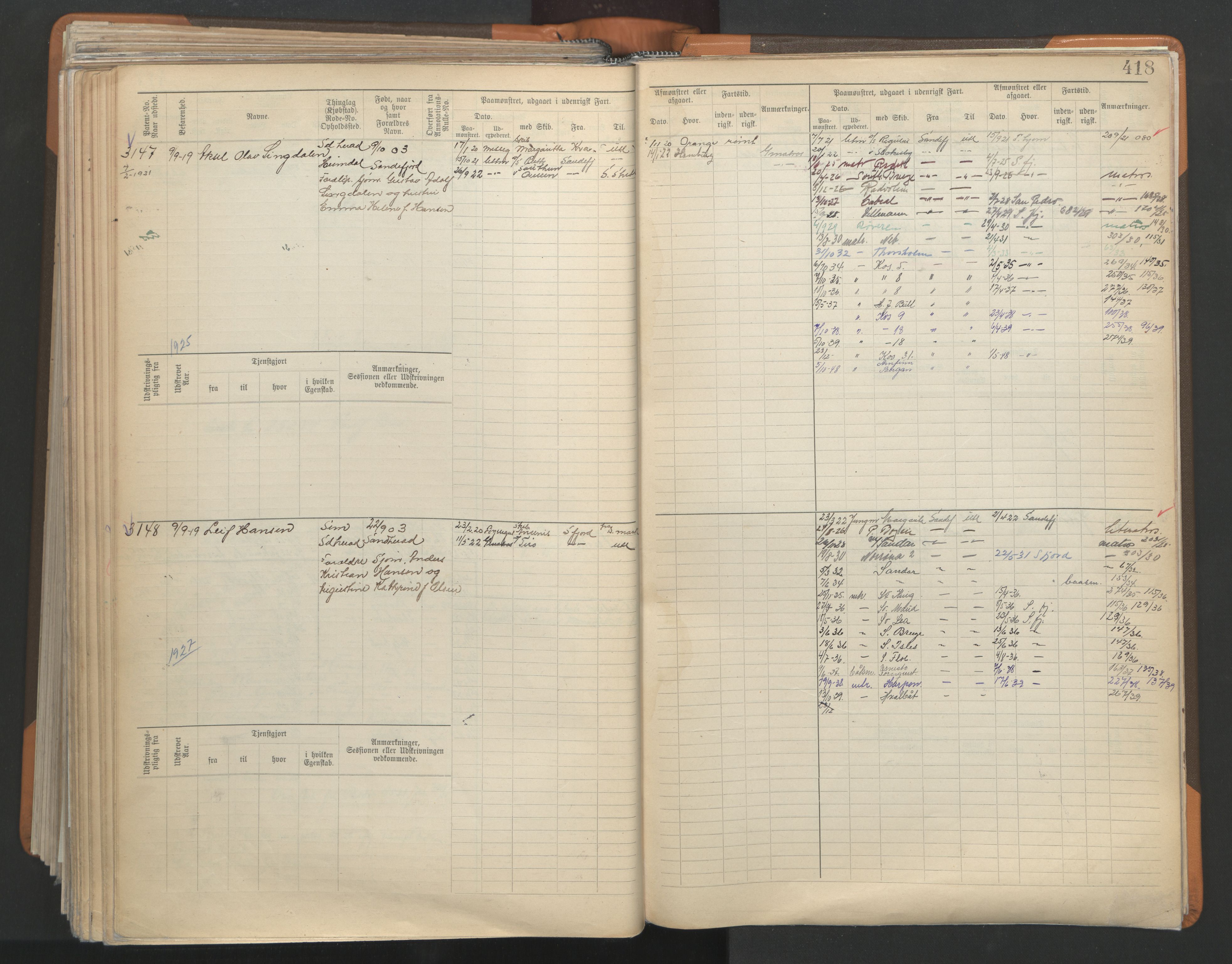 Sandefjord innrulleringskontor, AV/SAKO-A-788/F/Fb/L0009: Hovedrulle, 1897, s. 418