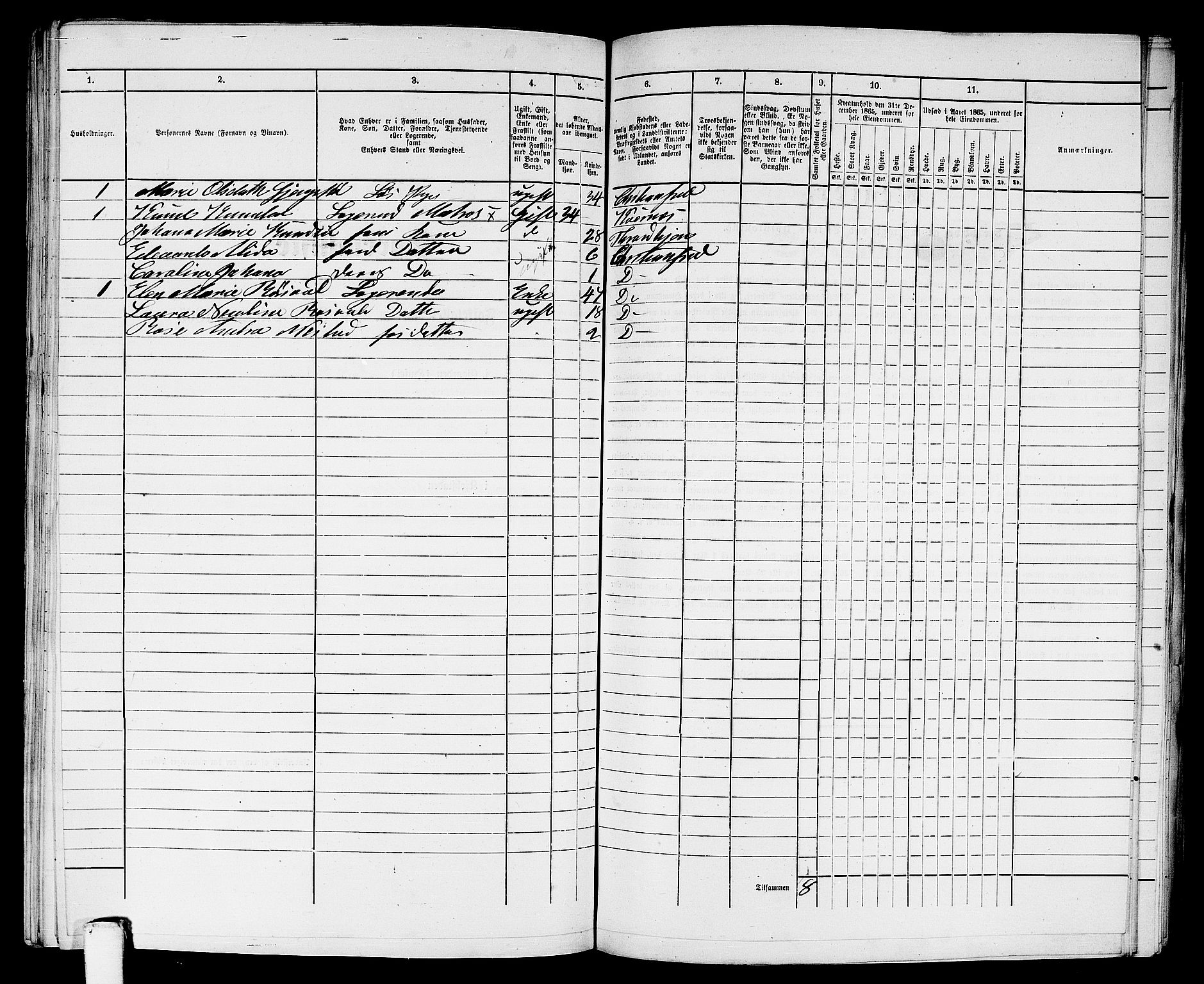 RA, Folketelling 1865 for 1503B Kristiansund prestegjeld, Kristiansund kjøpstad, 1865, s. 725