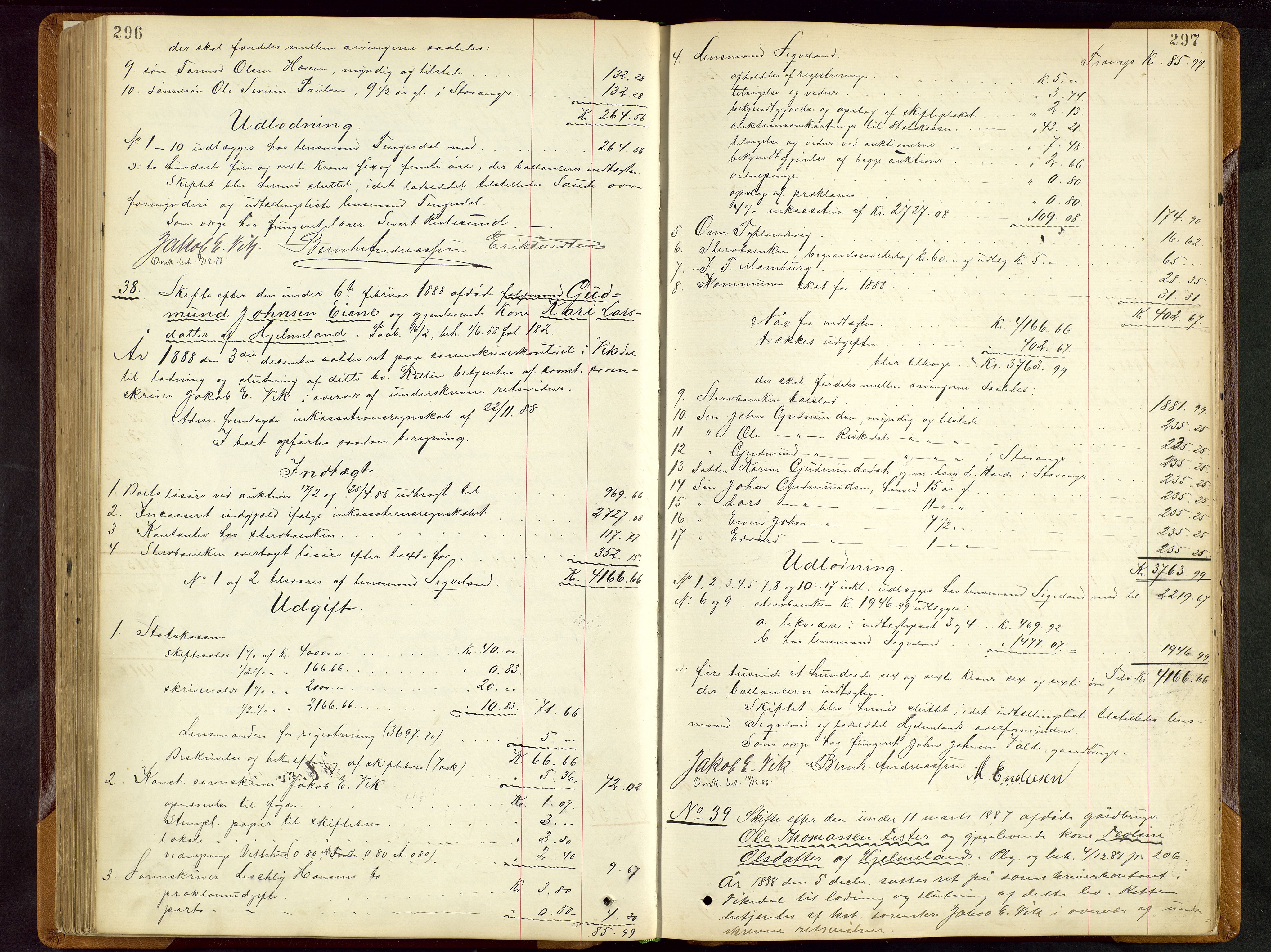Ryfylke tingrett, AV/SAST-A-100055/001/IV/IVD/L0028: Skifteprotokoll, register i protokollen, 1885-1893, s. 296-297