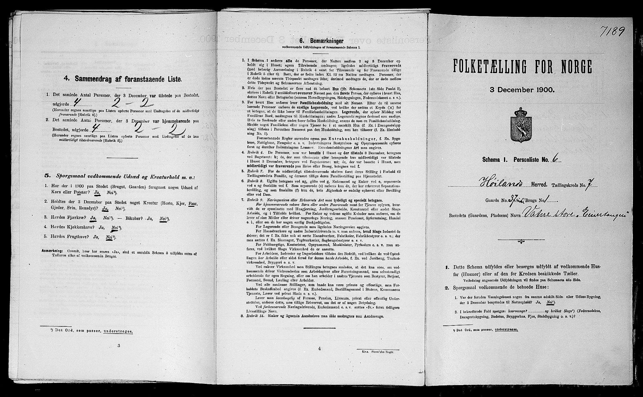 SAST, Folketelling 1900 for 1123 Høyland herred, 1900, s. 605