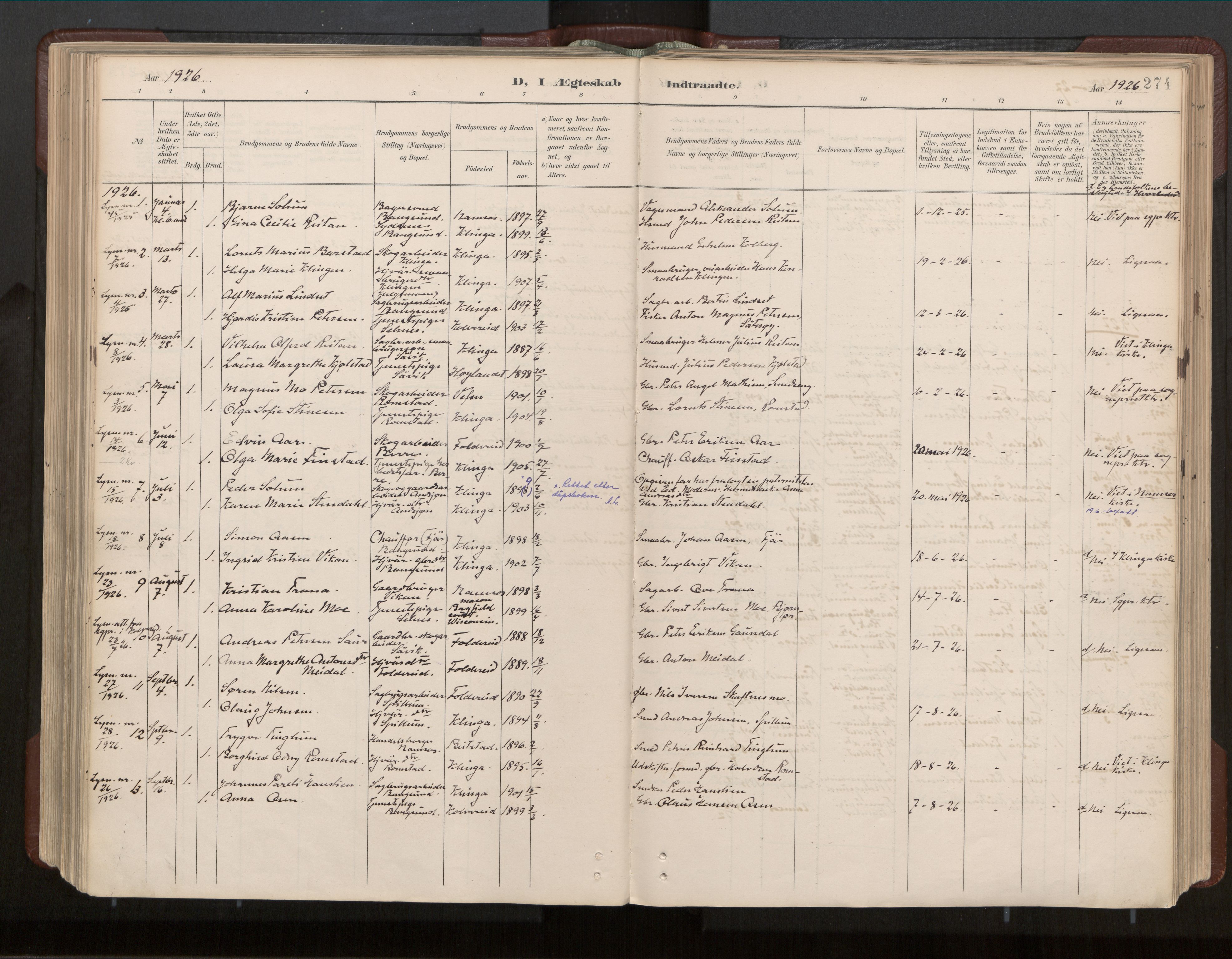 Ministerialprotokoller, klokkerbøker og fødselsregistre - Nord-Trøndelag, AV/SAT-A-1458/770/L0589: Ministerialbok nr. 770A03, 1887-1929, s. 274