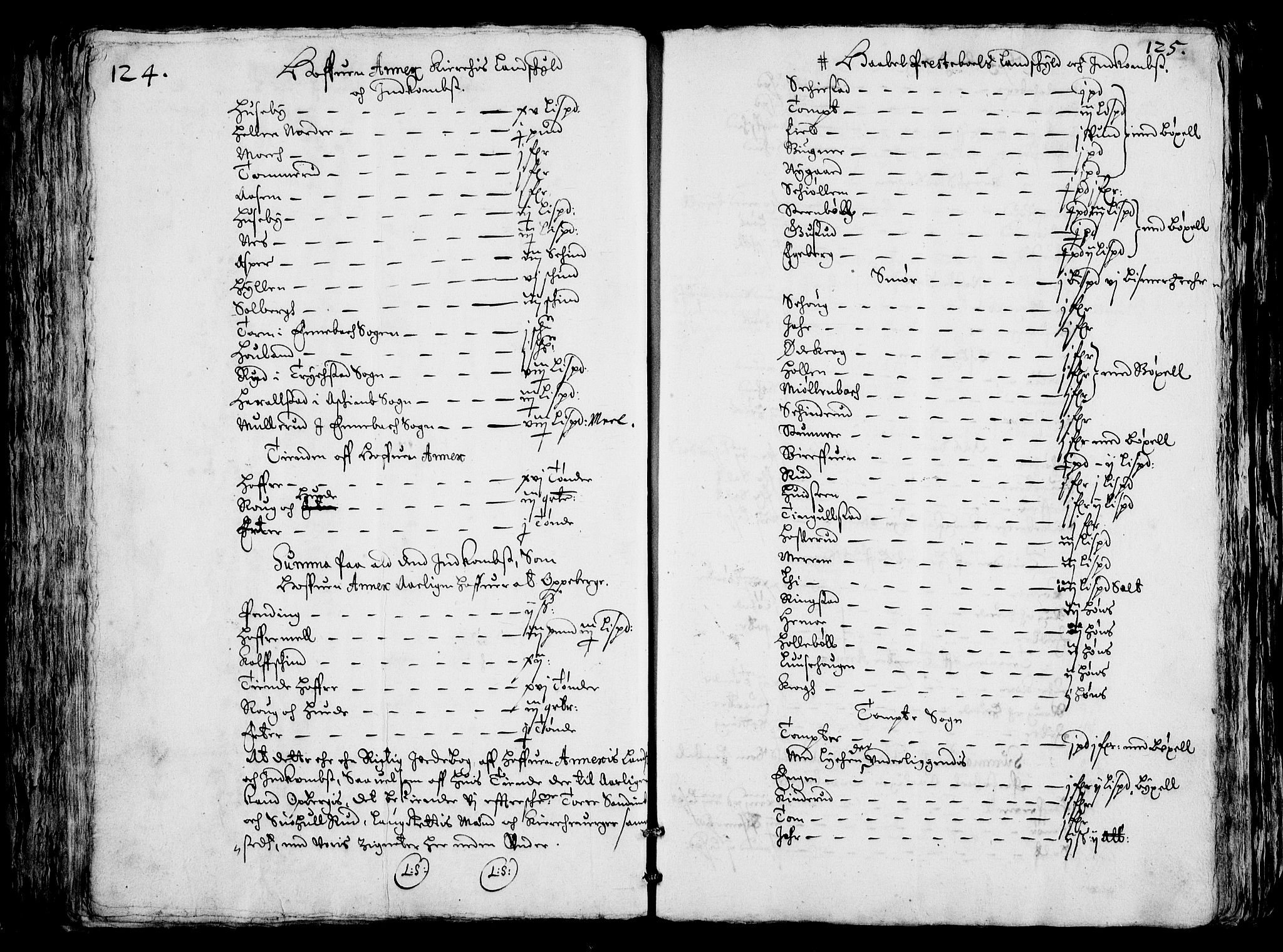 Rentekammeret inntil 1814, Realistisk ordnet avdeling, AV/RA-EA-4070/Fc/Fca/L0001/0004: [Ca I]  Akershus stift / Jordebok over kirkene og prestebolene i Oslo og Hamar stift, 1664, s. 124-125