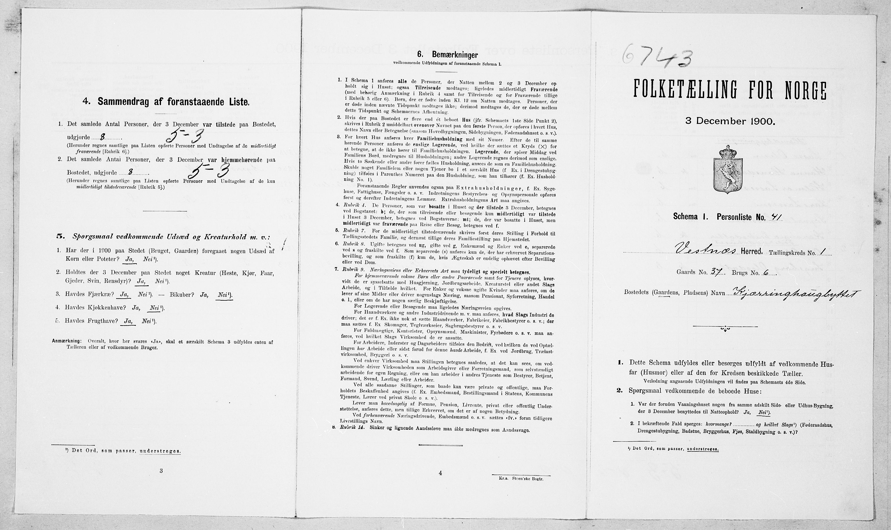 SAT, Folketelling 1900 for 1535 Vestnes herred, 1900, s. 137