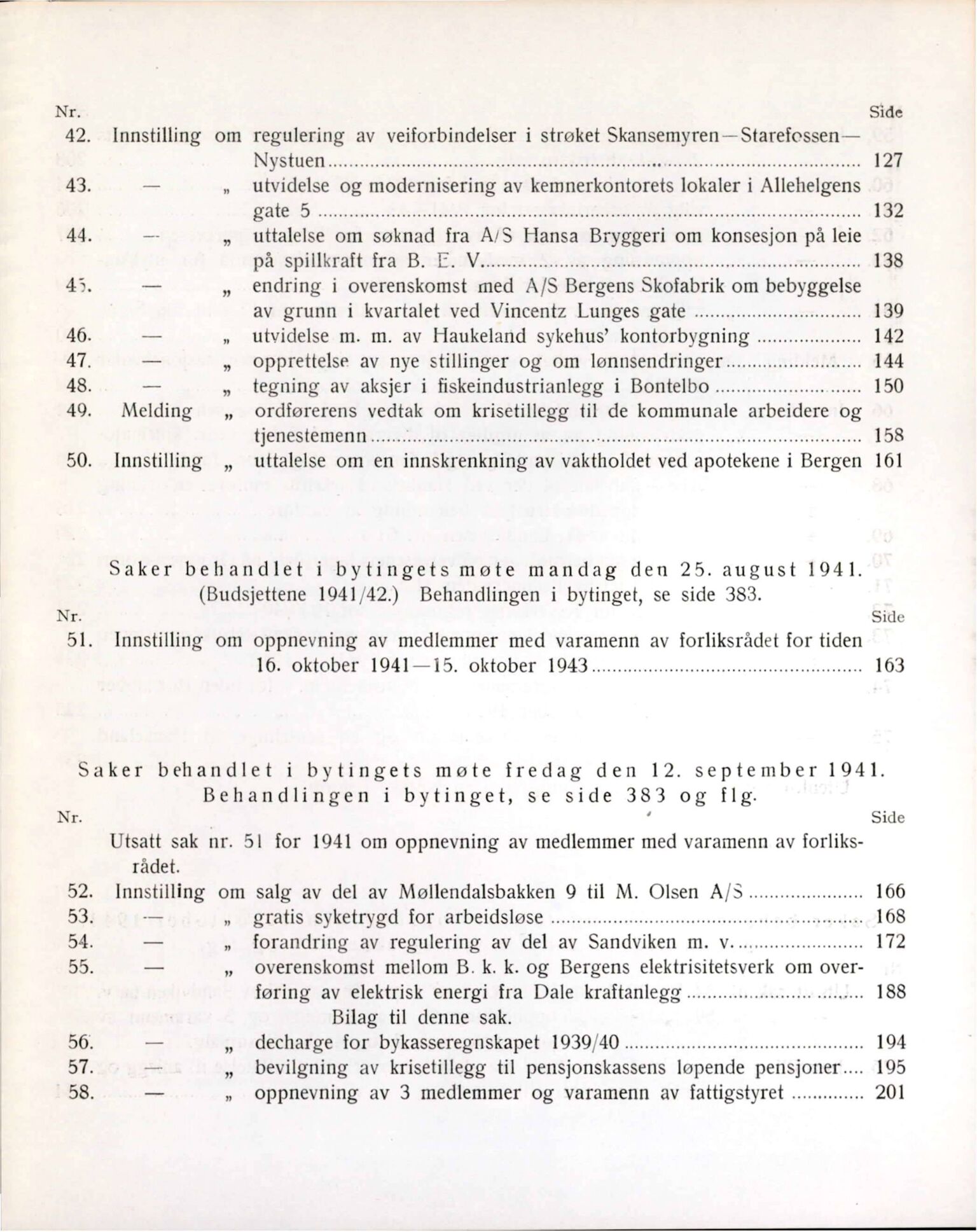 Bergen kommune. Formannskapet, BBA/A-0003/Ad/L0142: Bergens Kommuneforhandlinger, bind I, 1941