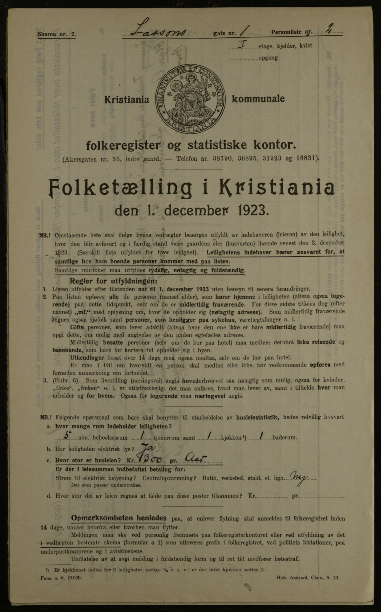 OBA, Kommunal folketelling 1.12.1923 for Kristiania, 1923, s. 63468