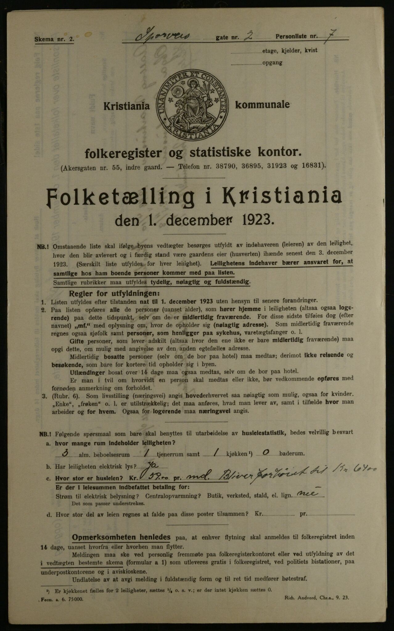 OBA, Kommunal folketelling 1.12.1923 for Kristiania, 1923, s. 110894