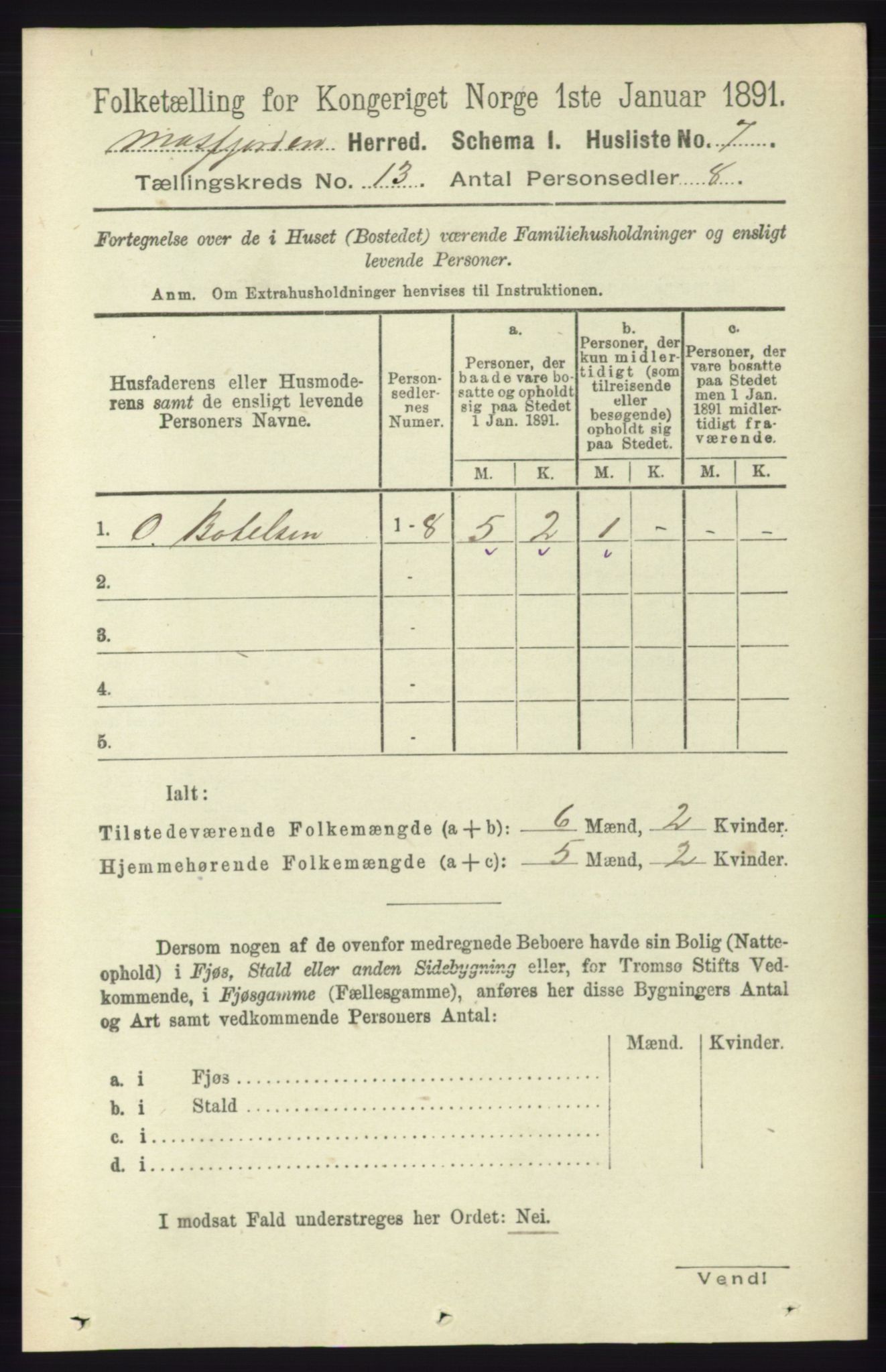 RA, Folketelling 1891 for 1266 Masfjorden herred, 1891, s. 2609