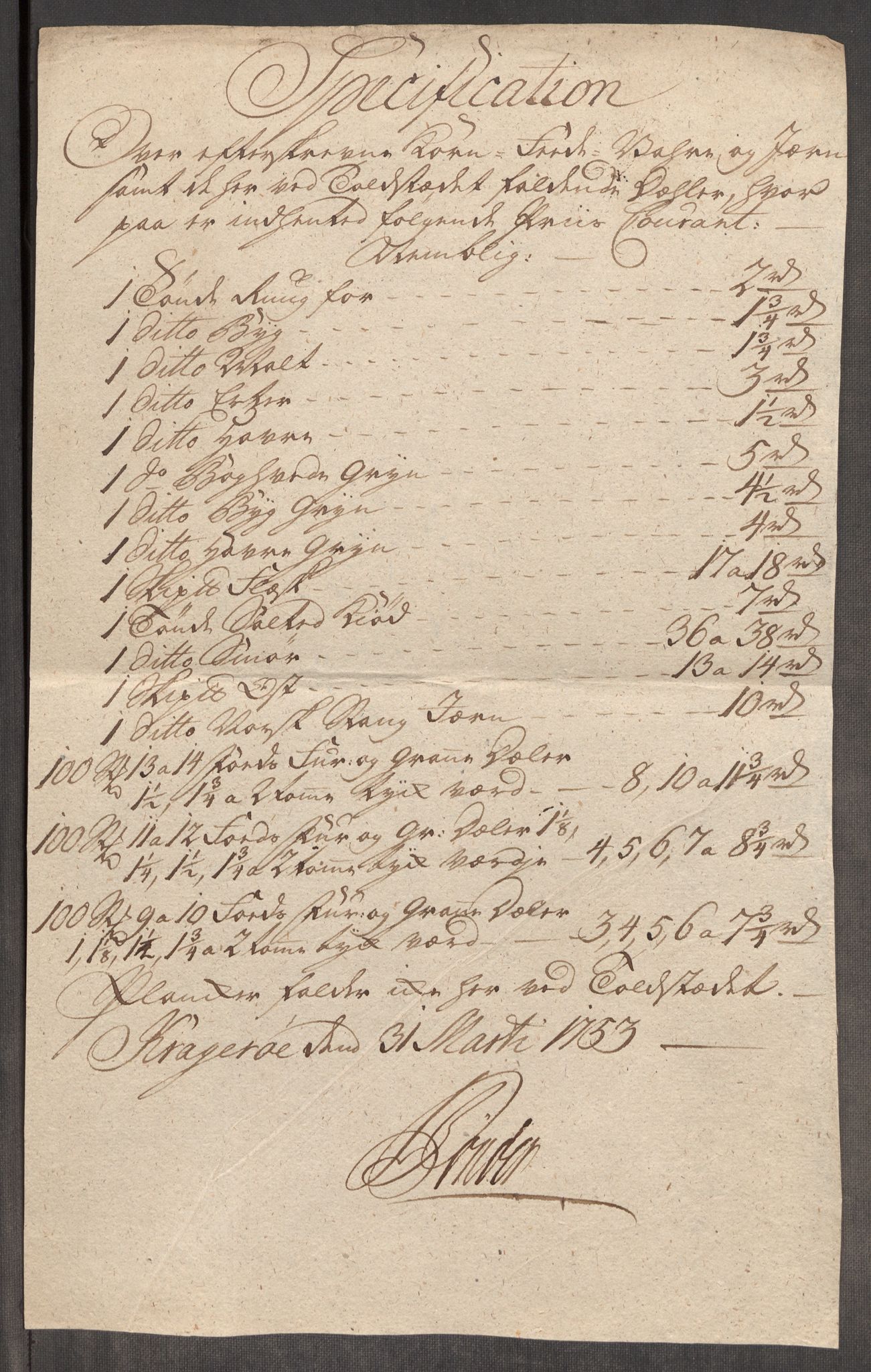 RA, Rentekammeret inntil 1814, Realistisk ordnet avdeling, Oe/L0005: [Ø1]: Priskuranter, 1753-1757, s. 113