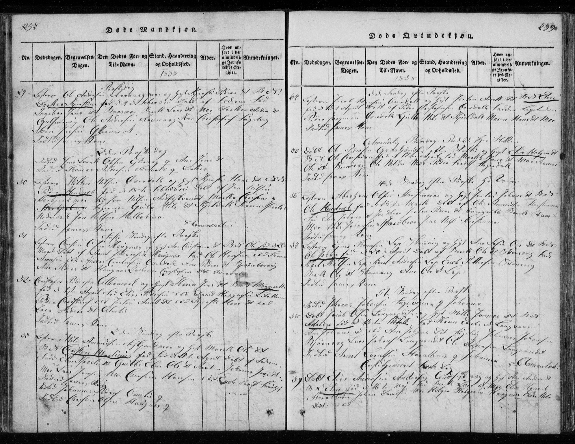 Ministerialprotokoller, klokkerbøker og fødselsregistre - Nordland, AV/SAT-A-1459/827/L0412: Klokkerbok nr. 827C01, 1820-1841, s. 298-299