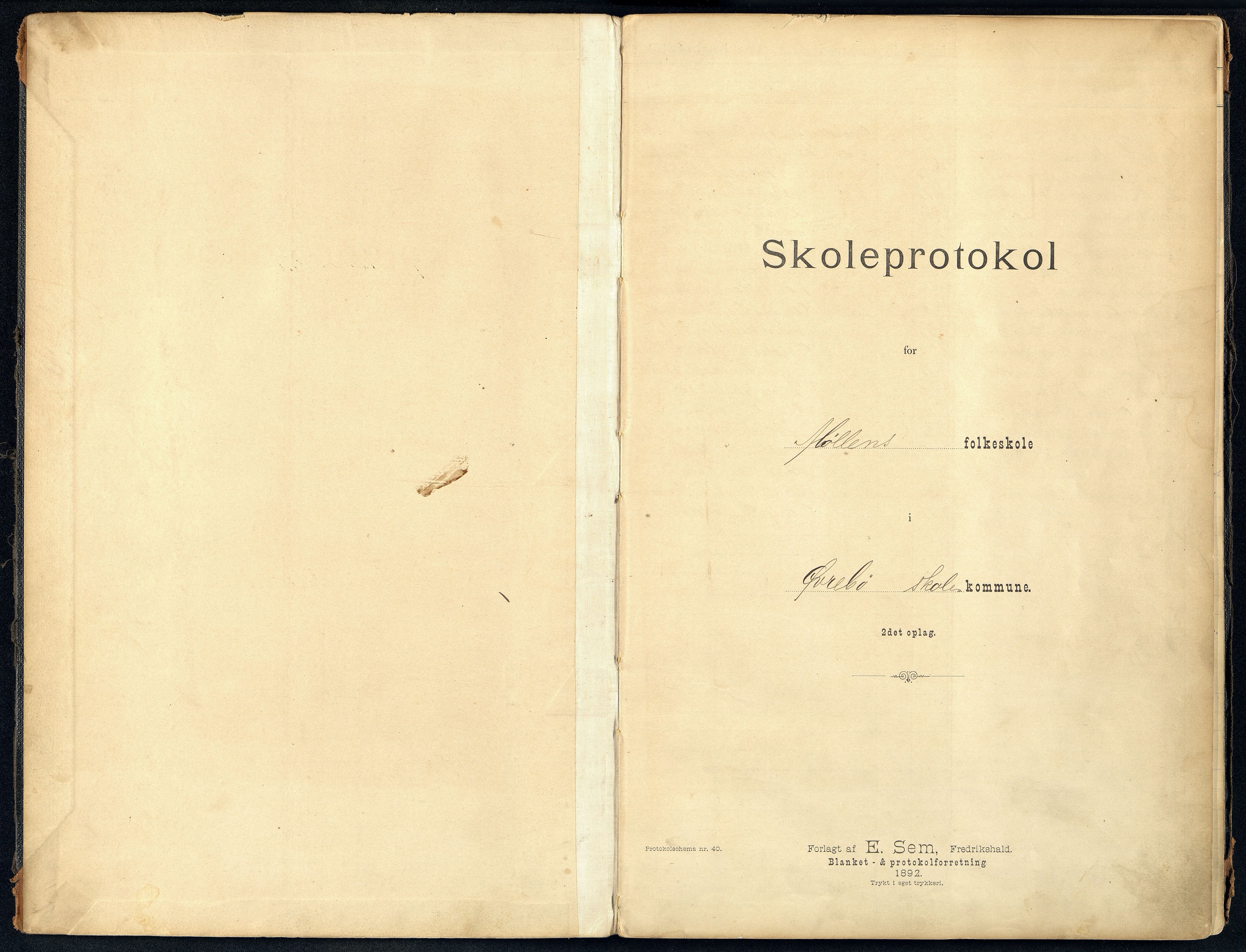 Øvrebø kommune - Mølla Skolekrets, ARKSOR/1014ØV550/H/L0001: Skoleprotokoll, 1892-1901