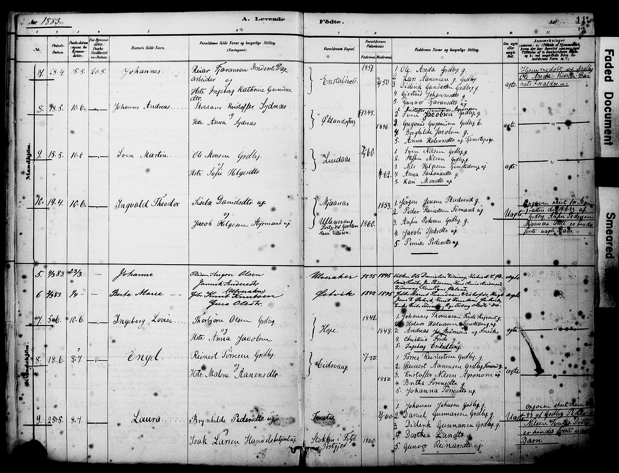 Sveio Sokneprestembete, AV/SAB-A-78501/H/Haa: Ministerialbok nr. C 2, 1881-1899, s. 11