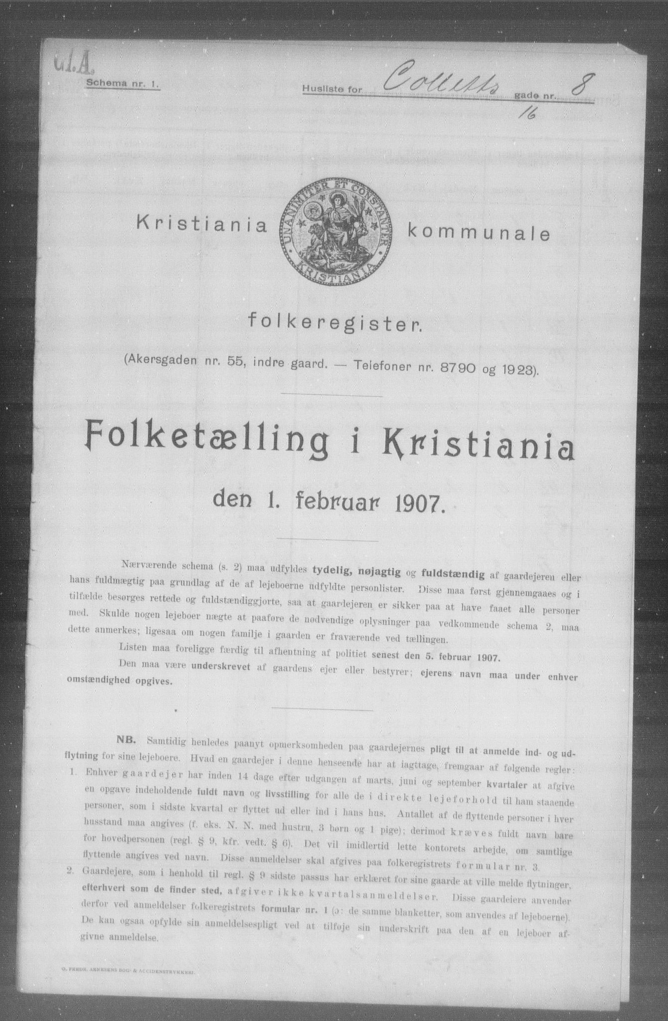 OBA, Kommunal folketelling 1.2.1907 for Kristiania kjøpstad, 1907, s. 6641