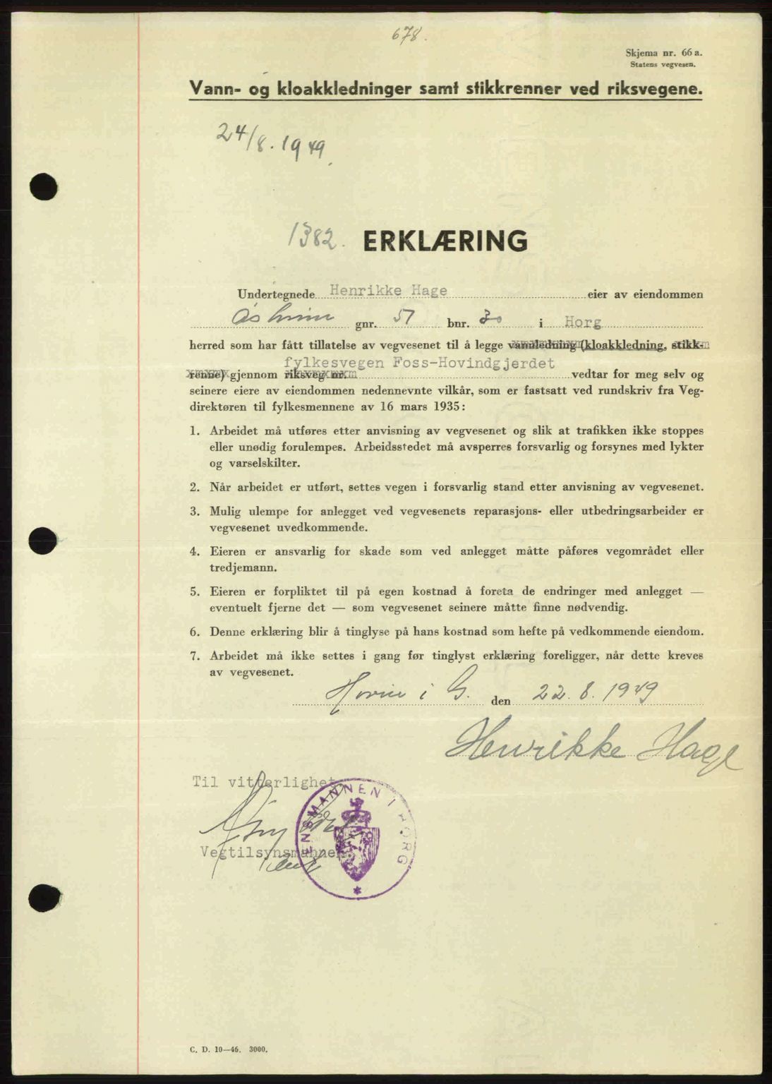 Gauldal sorenskriveri, SAT/A-0014/1/2/2C: Pantebok nr. A8, 1949-1949, Dagboknr: 1382/1949