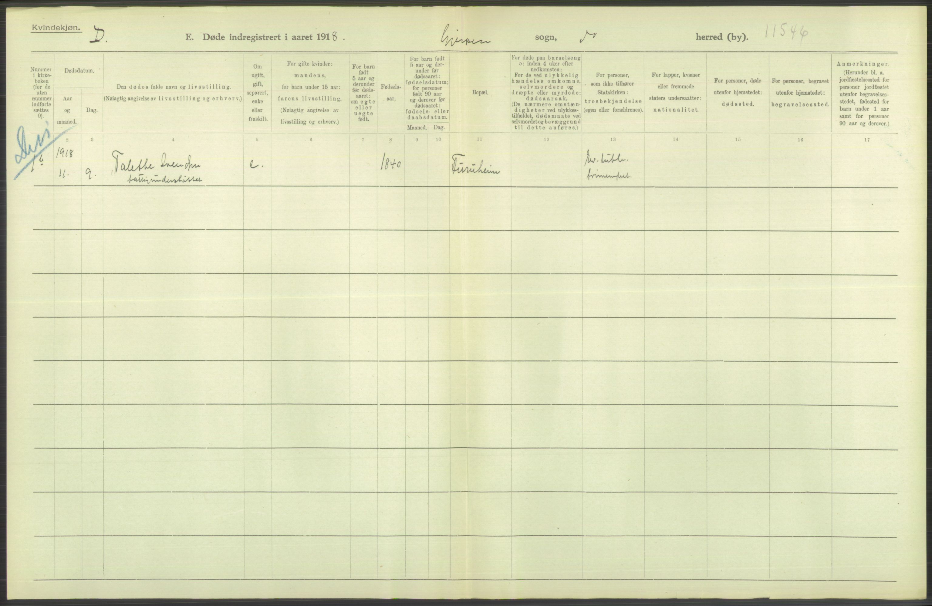 Statistisk sentralbyrå, Sosiodemografiske emner, Befolkning, AV/RA-S-2228/D/Df/Dfb/Dfbh/L0026: Telemark fylke: Døde. Bygder og byer., 1918, s. 212