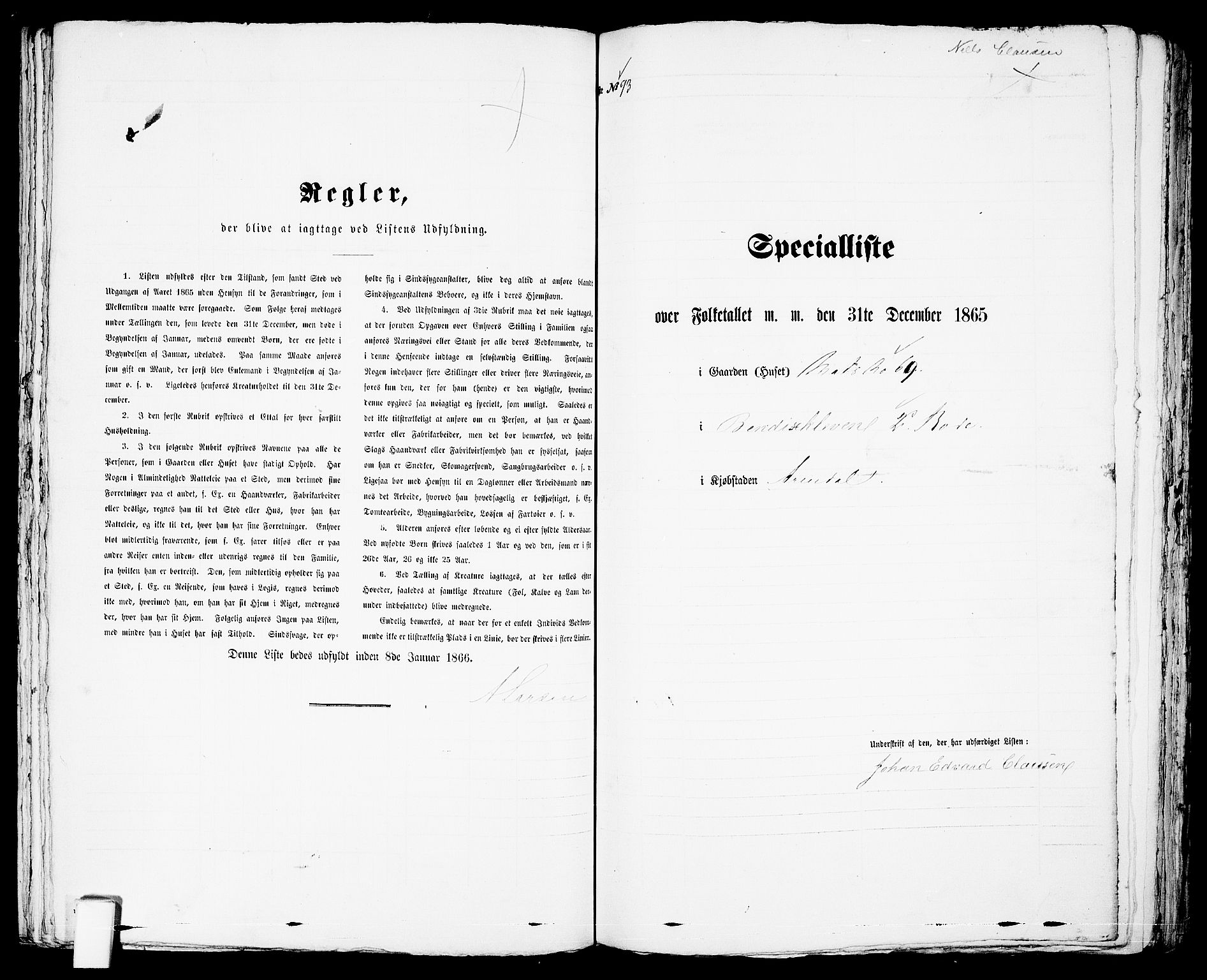 RA, Folketelling 1865 for 0903P Arendal prestegjeld, 1865, s. 191