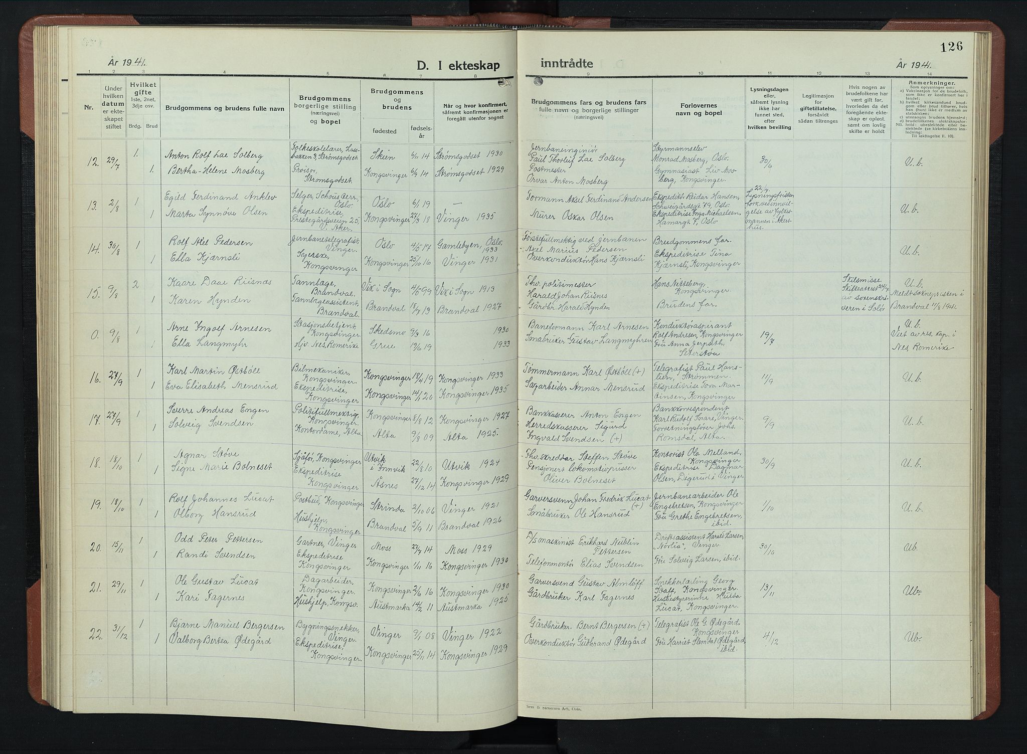 Vinger prestekontor, AV/SAH-PREST-024/H/Ha/Hab/L0008: Klokkerbok nr. 8, 1941-1954, s. 126