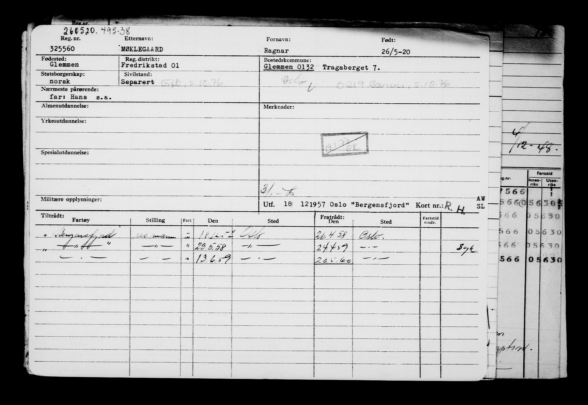 Direktoratet for sjømenn, AV/RA-S-3545/G/Gb/L0181: Hovedkort, 1920, s. 336