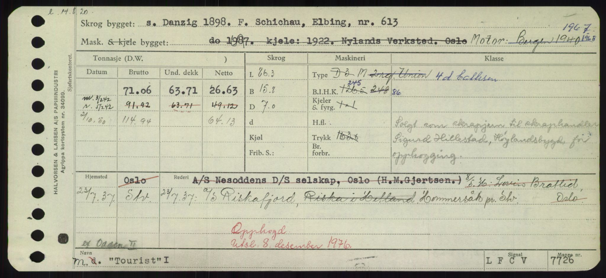 Sjøfartsdirektoratet med forløpere, Skipsmålingen, RA/S-1627/H/Hd/L0039: Fartøy, Ti-Tø, s. 449