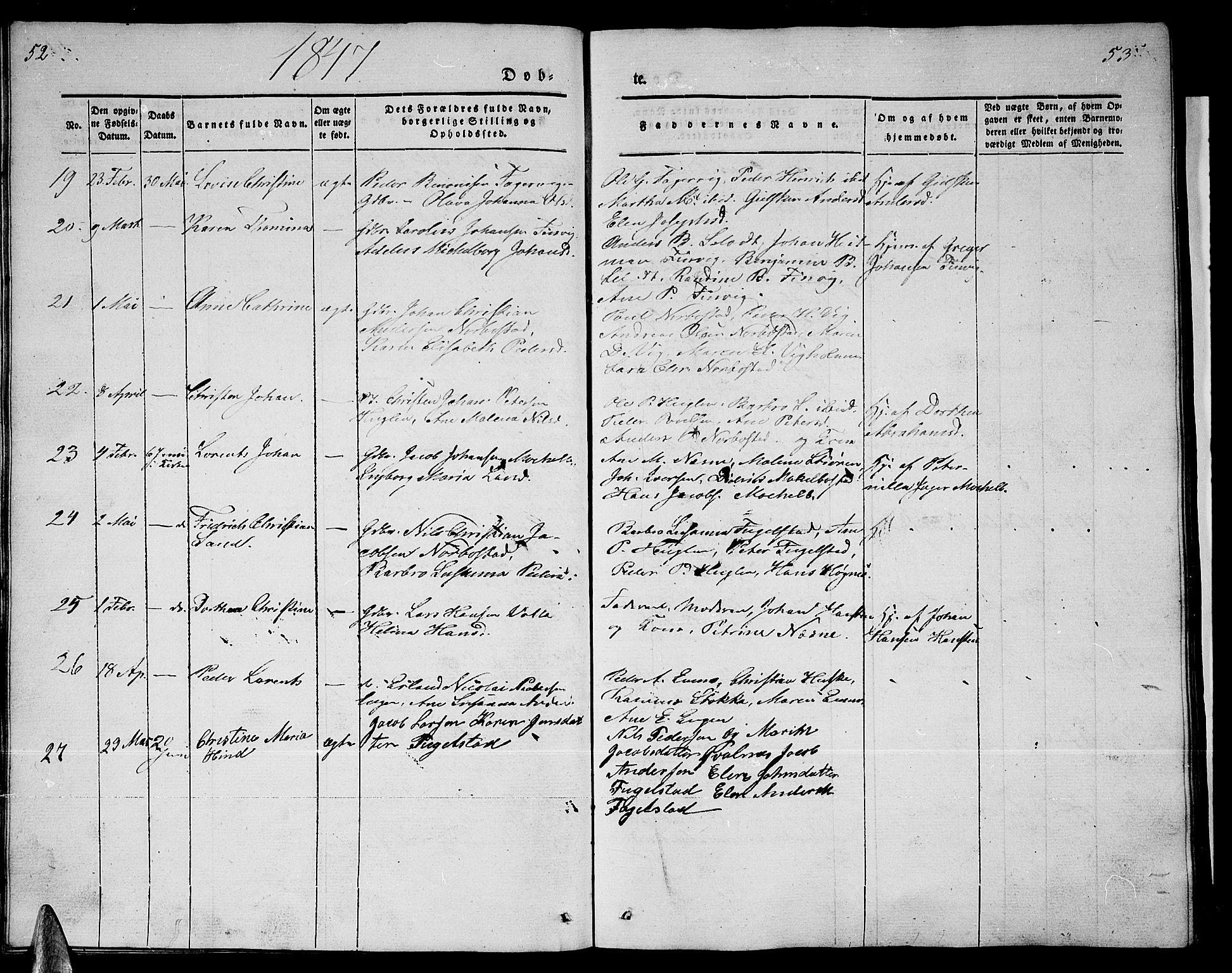Ministerialprotokoller, klokkerbøker og fødselsregistre - Nordland, AV/SAT-A-1459/838/L0555: Klokkerbok nr. 838C02, 1842-1861, s. 52-53