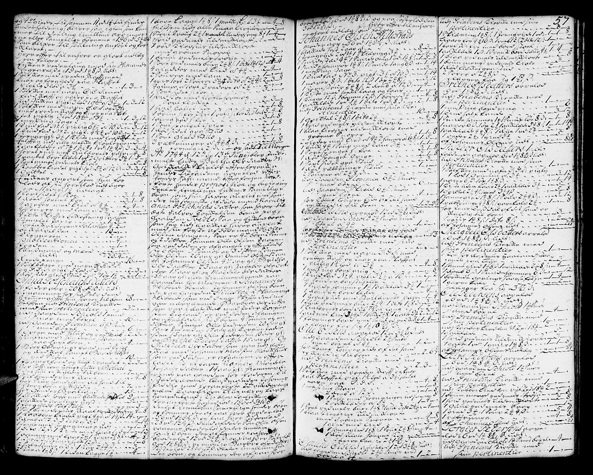 Sunnhordland sorenskrivar, SAB/A-2401/1/H/Ha/Haa/L0006: Skifteprotokollar. Register på lesesal. Fol. 1061- ut, 1743-1749, s. 56b-57a