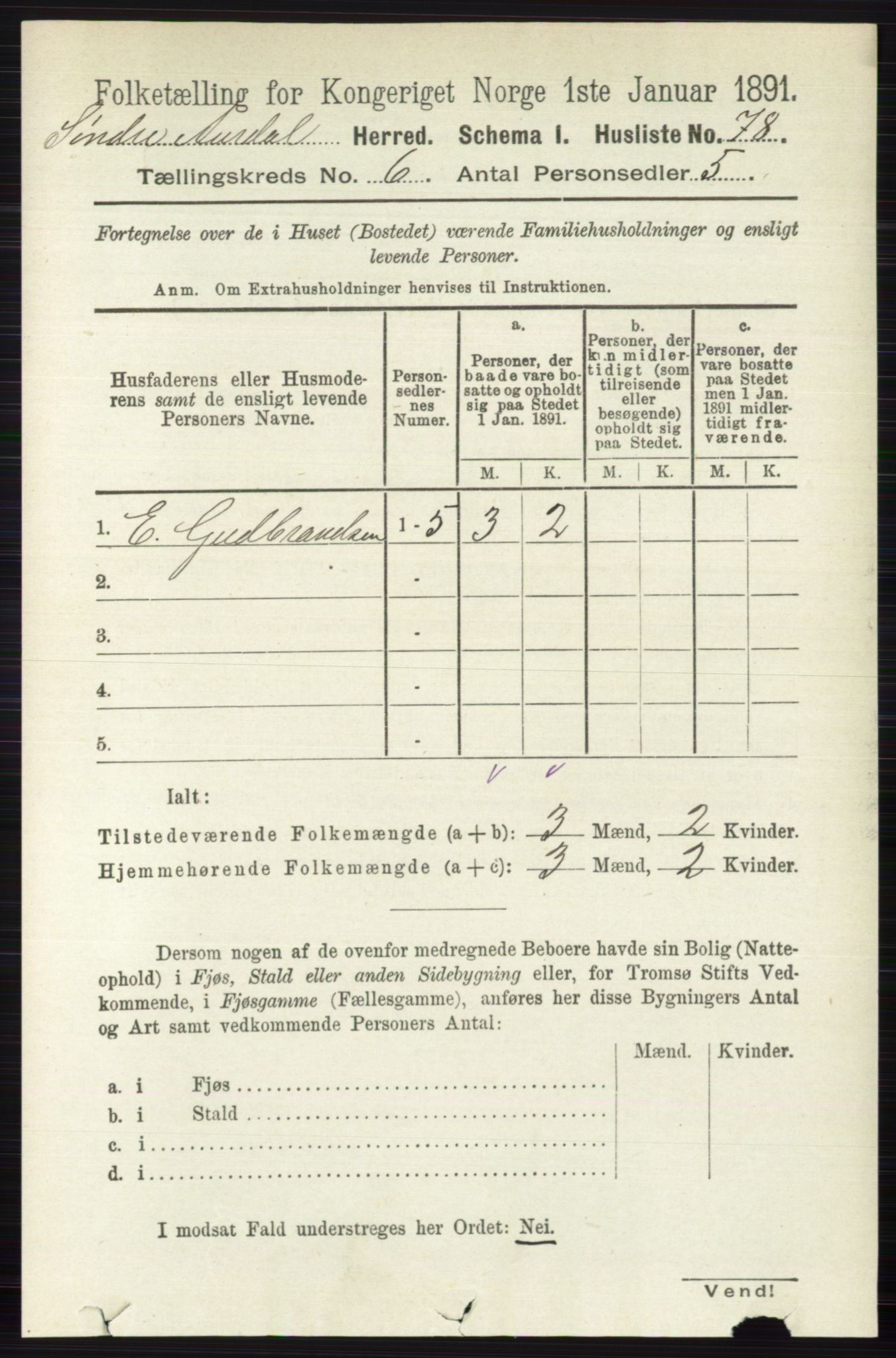 RA, Folketelling 1891 for 0540 Sør-Aurdal herred, 1891, s. 3804